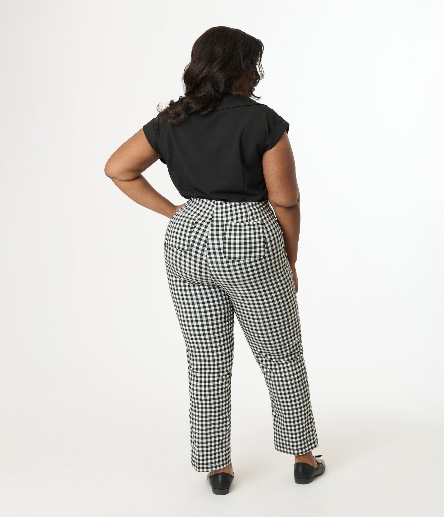 Unique Vintage Plus Size 1960s Black & White Gingham Cigarette Pants - Unique Vintage - Womens, BOTTOMS, PANTS