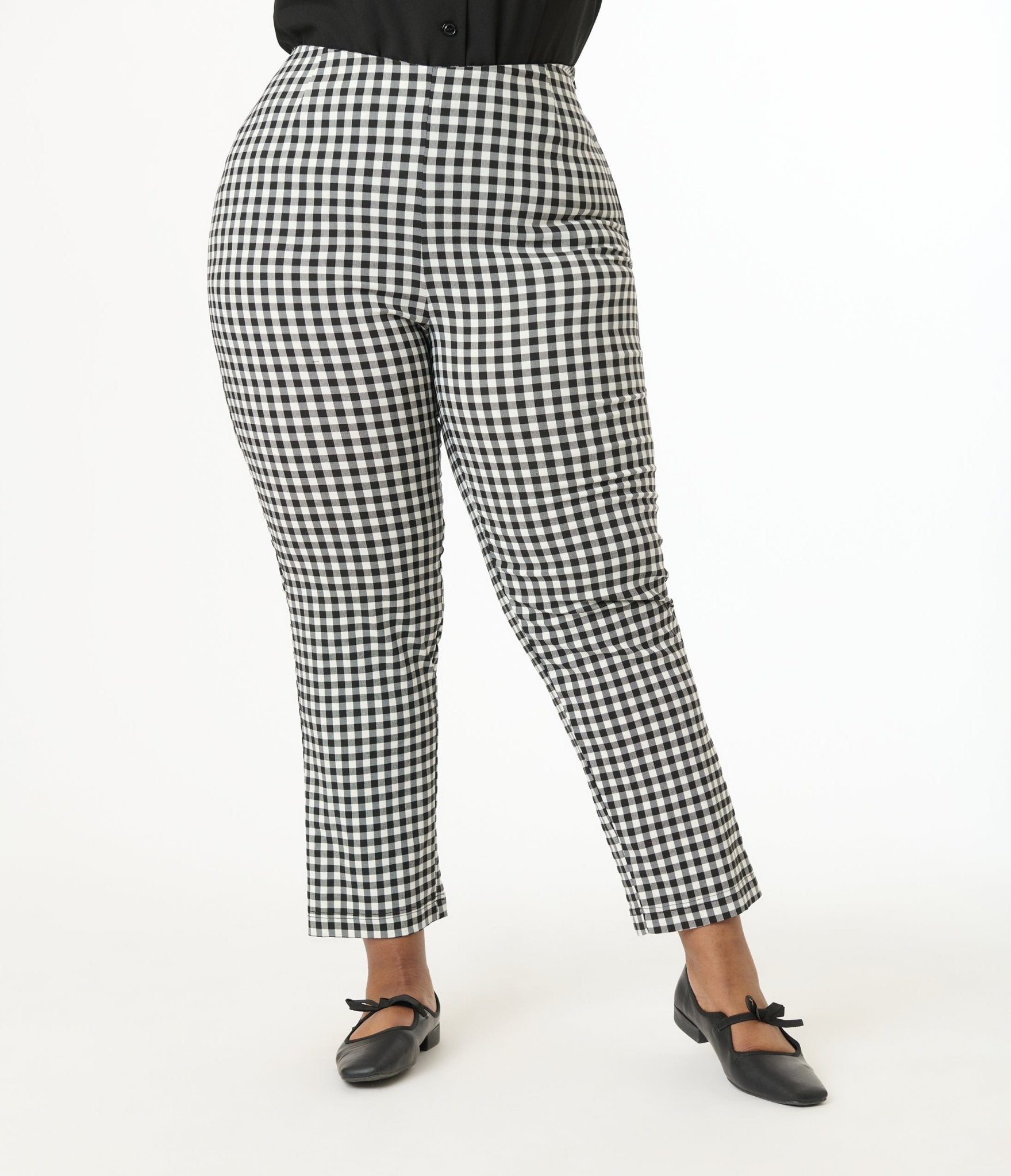 Unique Vintage Plus Size 1960s Black & White Gingham Cigarette Pants - Unique Vintage - Womens, BOTTOMS, PANTS
