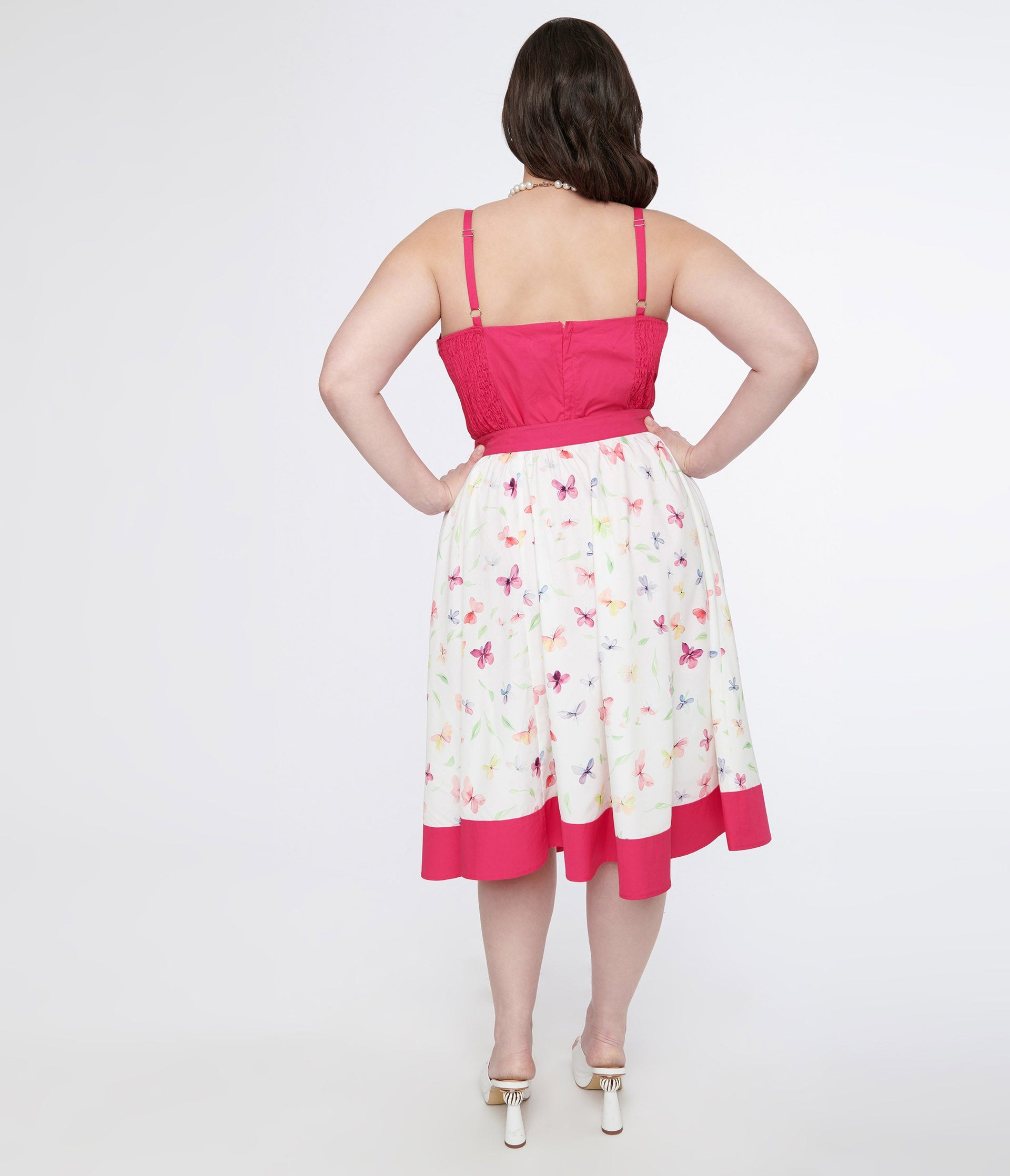 Unique Vintage Plus Size 1960s Hot Pink & White Butterfly Print Rye Swing Skirt - Unique Vintage - Womens, BOTTOMS, SKIRTS