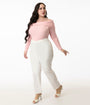Unique Vintage Plus Size 1960s White Cigarette Pants