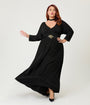 Unique Vintage Plus Size Black Batwing Sleeve Maxi Dress
