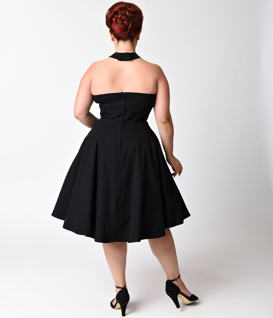 Unique Vintage Plus Size Black Criss Cross Halter Rita Flare Dress - Unique Vintage - Womens, DRESSES, SWING