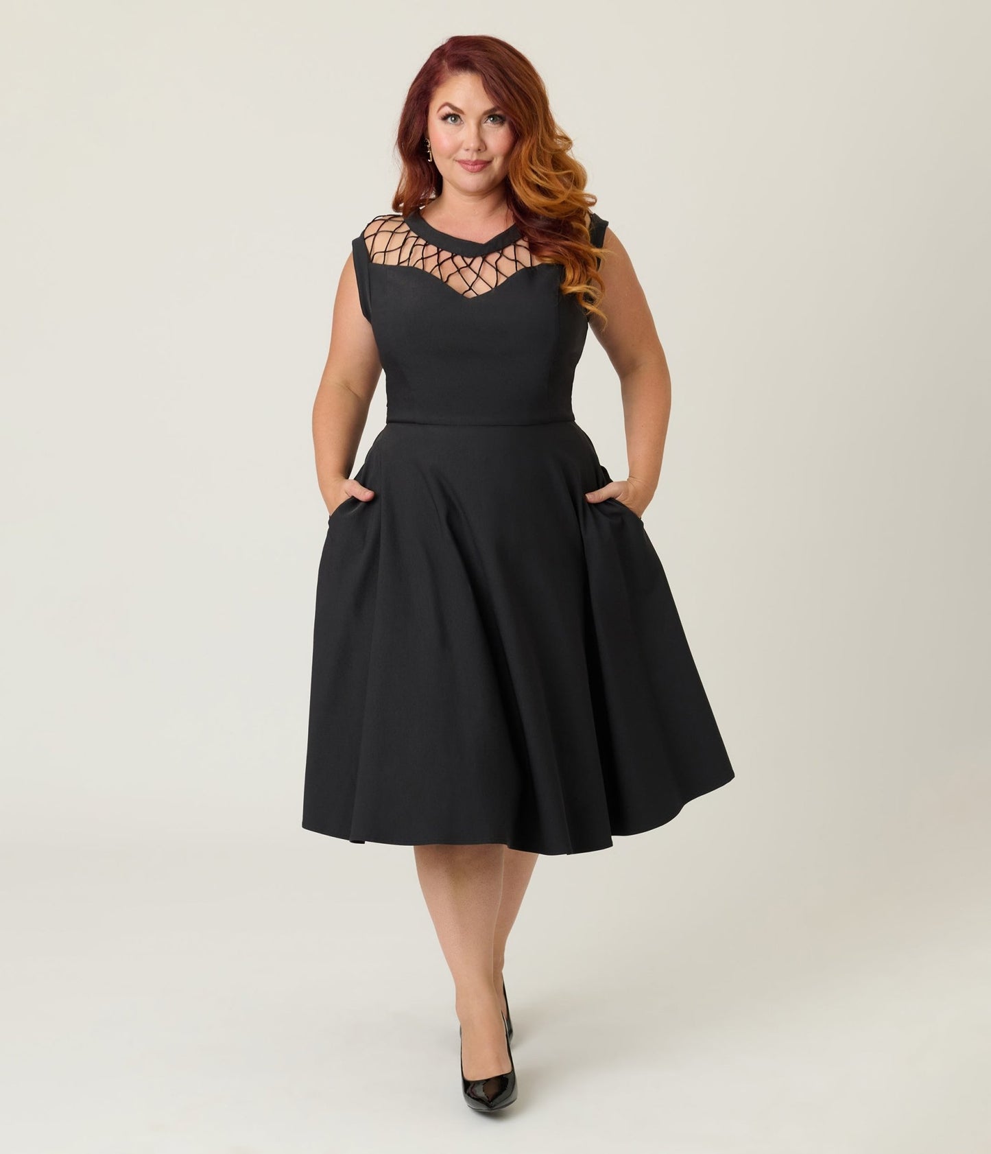 Unique Vintage Plus Size Black Diamond Cable Swing Dress - Unique Vintage - Womens, DRESSES, SWING