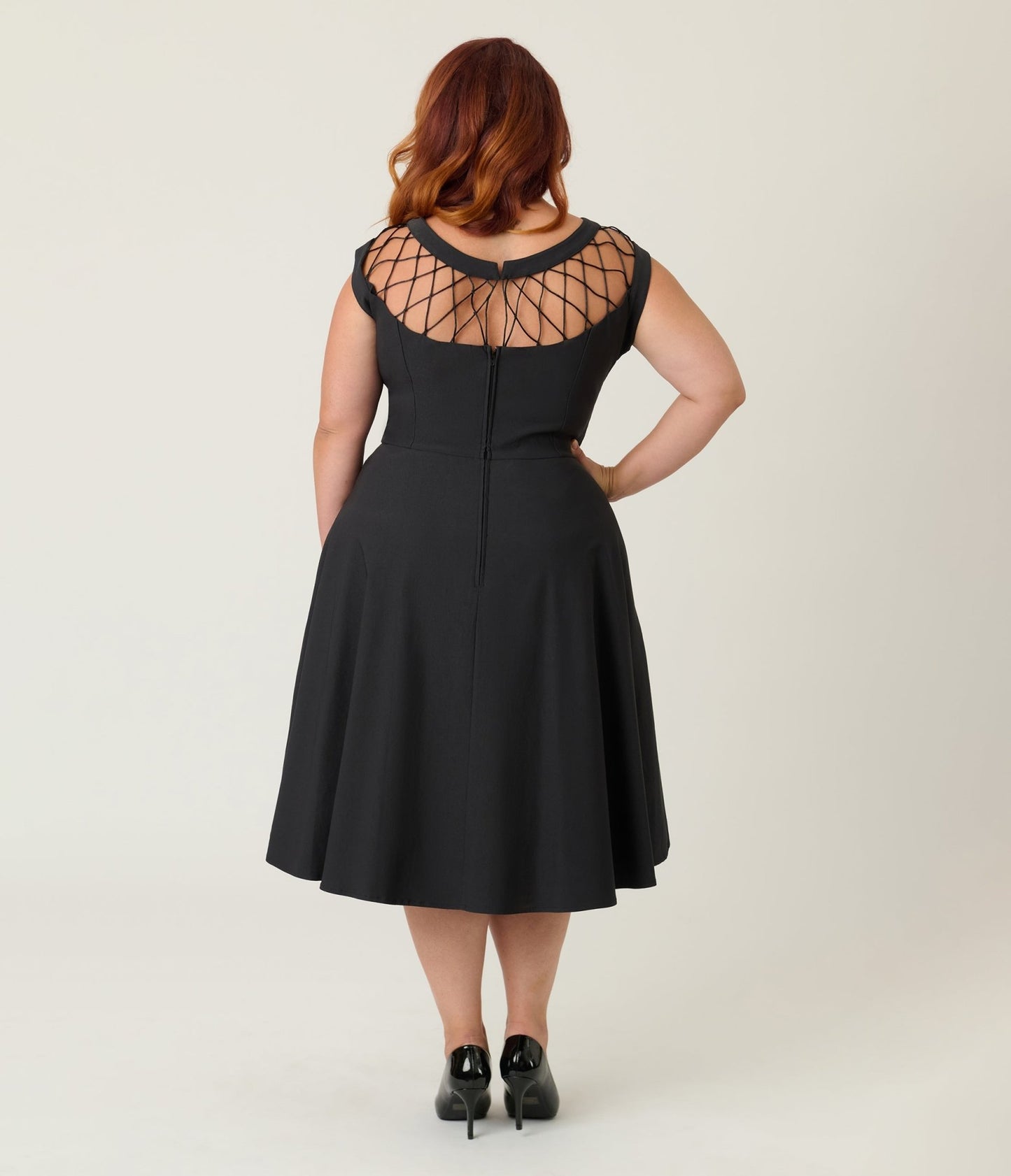 Unique Vintage Plus Size Black Diamond Cable Swing Dress - Unique Vintage - Womens, DRESSES, SWING