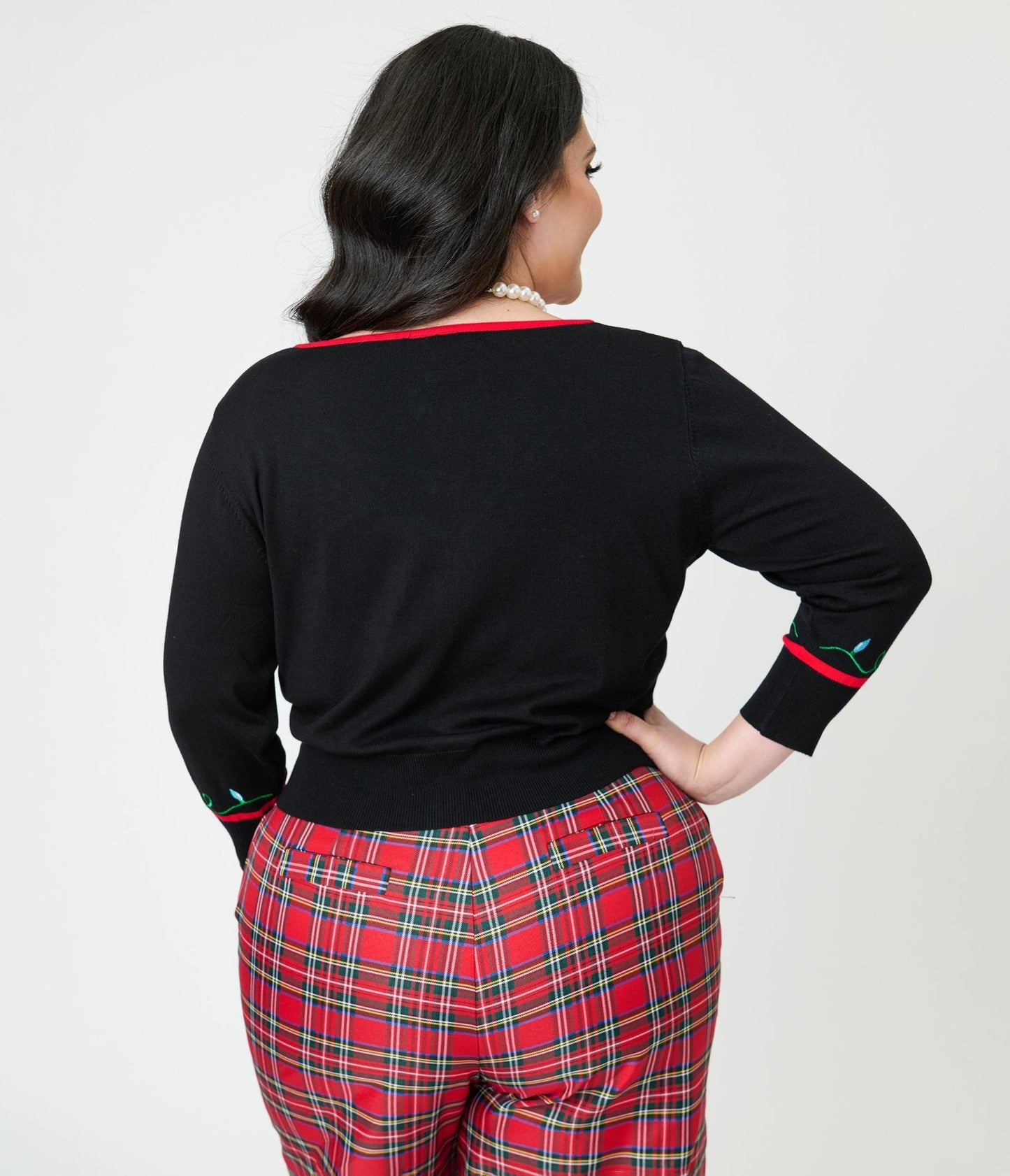 Unique Vintage Plus Size Black Holiday Lights Crop Cardigan - Unique Vintage - Womens, TOPS, SWEATERS