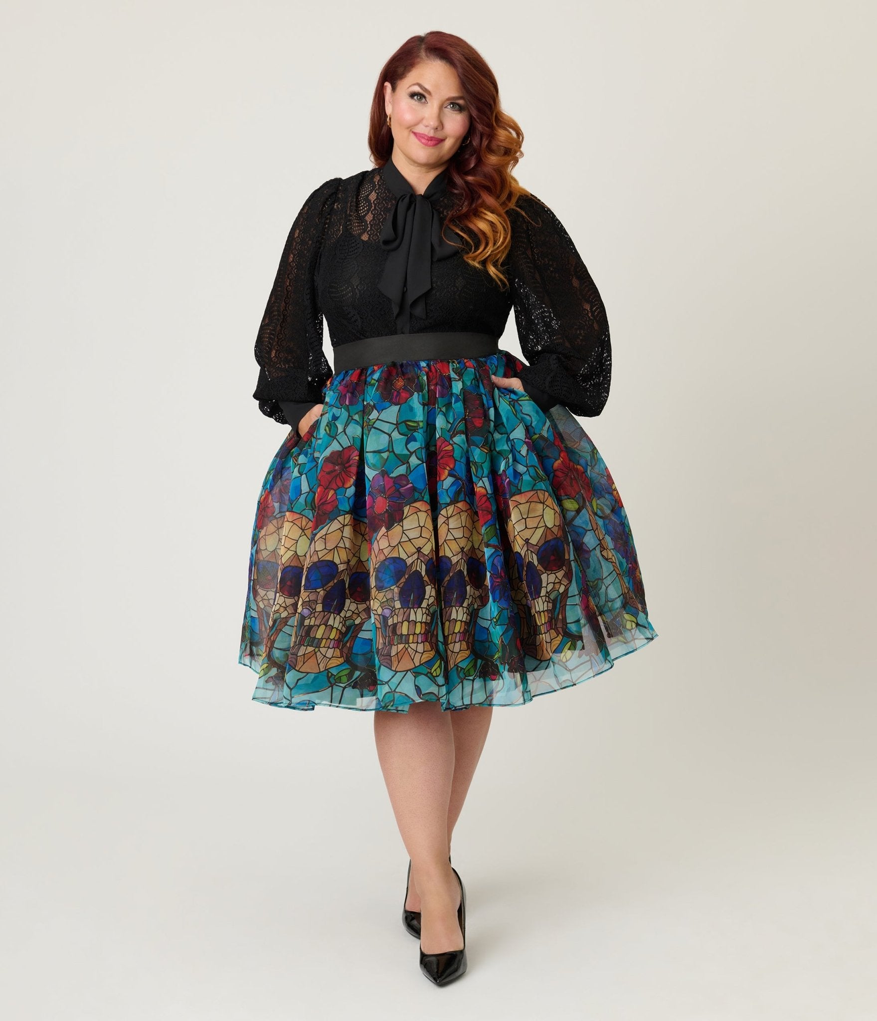 Unique Vintage Plus Size Black Lace Gwen Blouse - Unique Vintage - Womens, TOPS, WOVEN TOPS