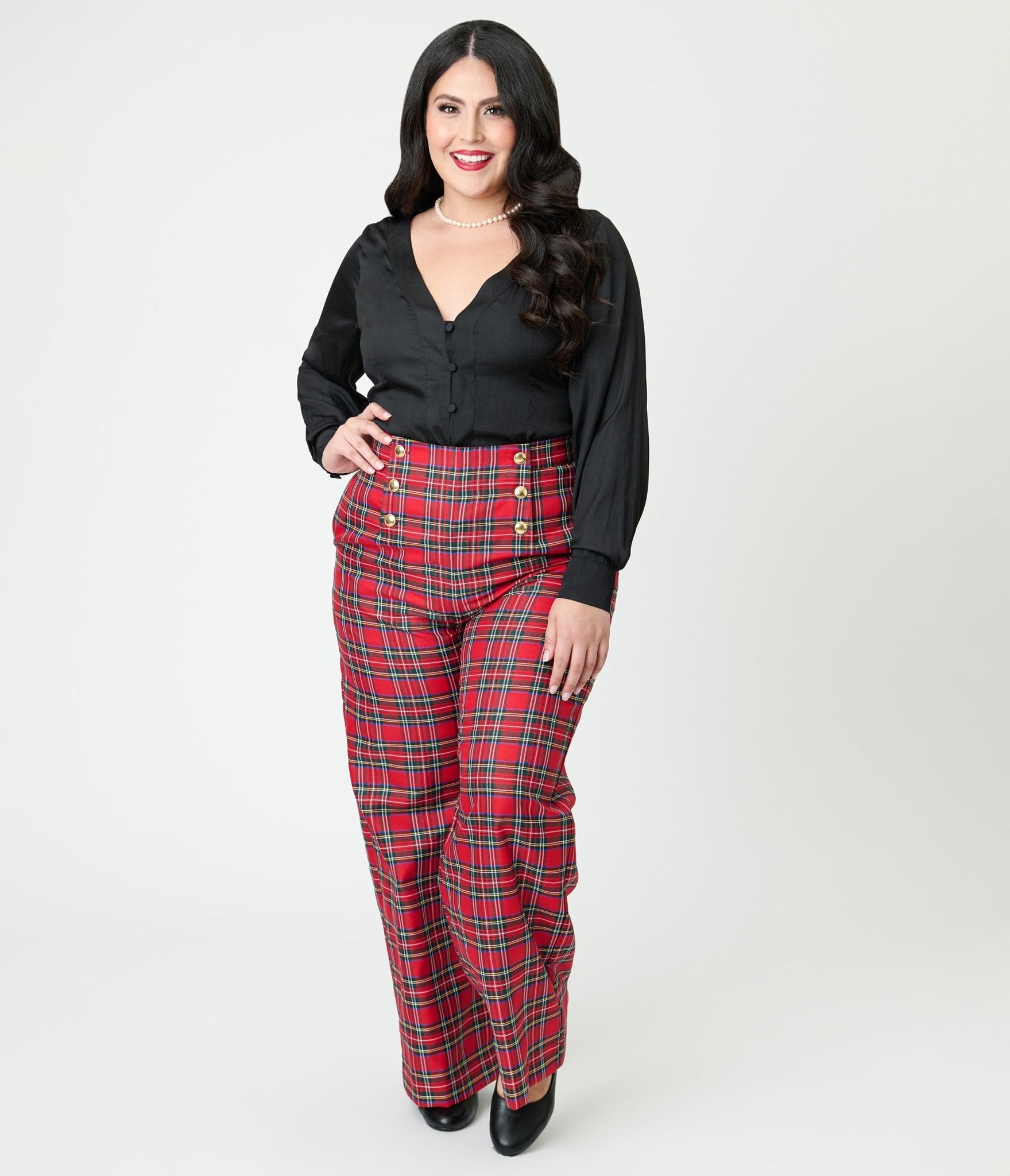 Unique Vintage Plus Size Black Long Sleeve Blouse - Unique Vintage - Womens, TOPS, WOVEN TOPS