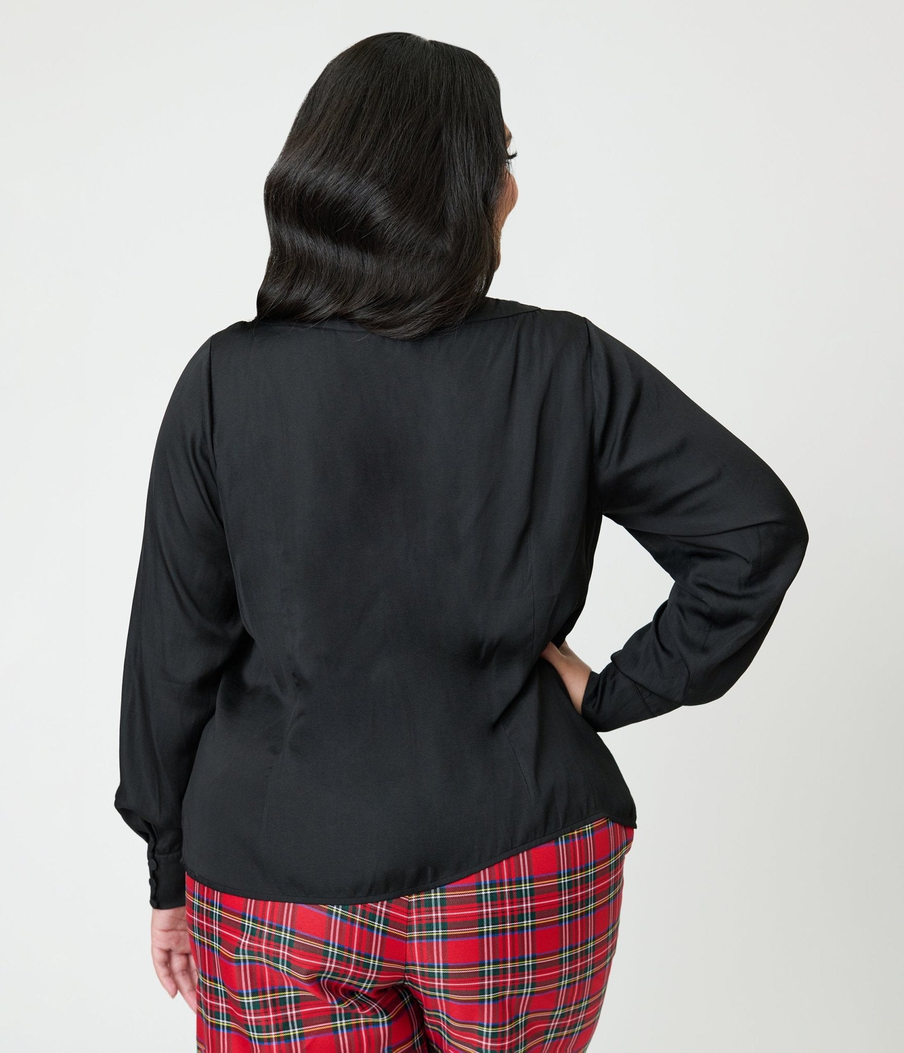 Unique Vintage Plus Size Black Long Sleeve Blouse - Unique Vintage - Womens, TOPS, WOVEN TOPS