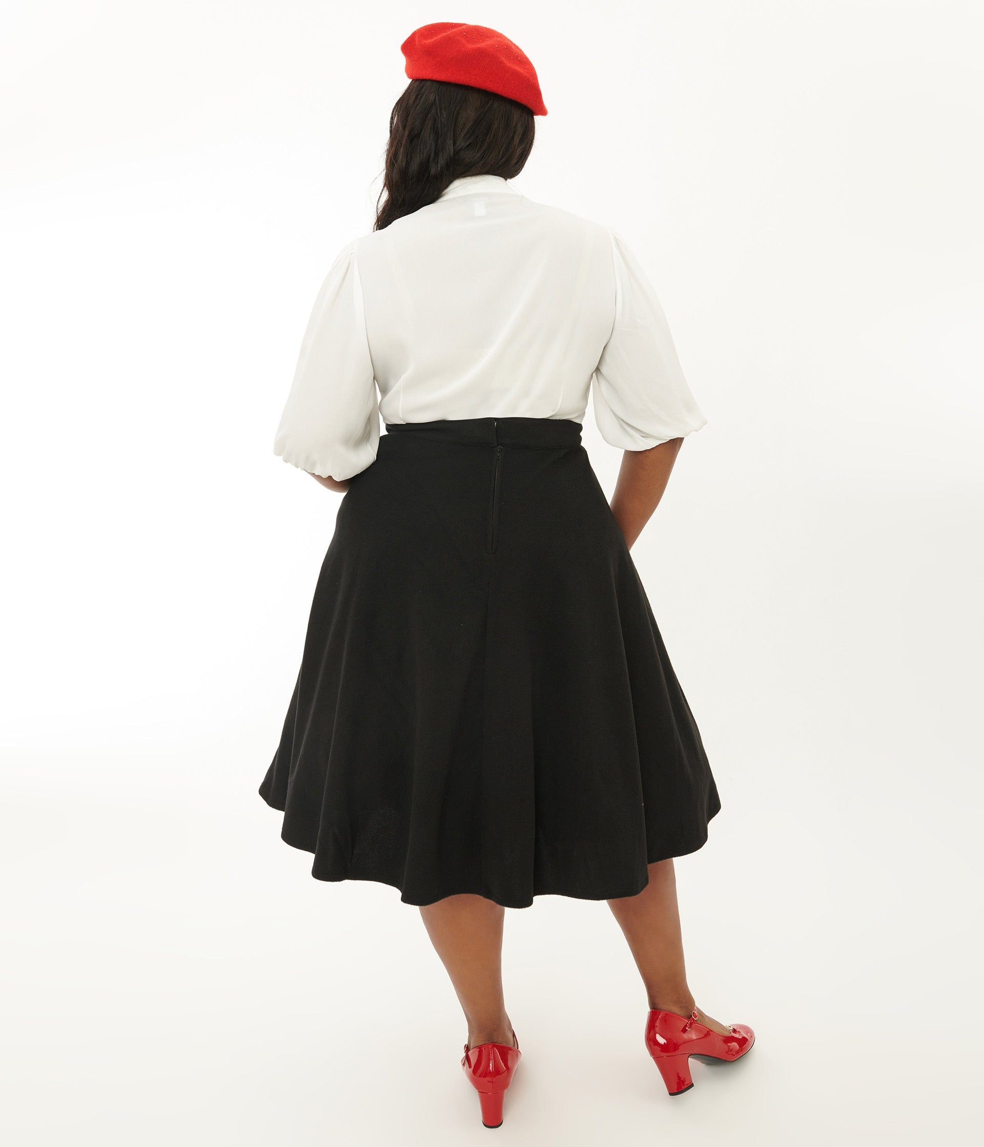 Unique Vintage Plus Size Black & Mushroom Soda Shop Swing Skirt - Unique Vintage - Womens, BOTTOMS, SKIRTS