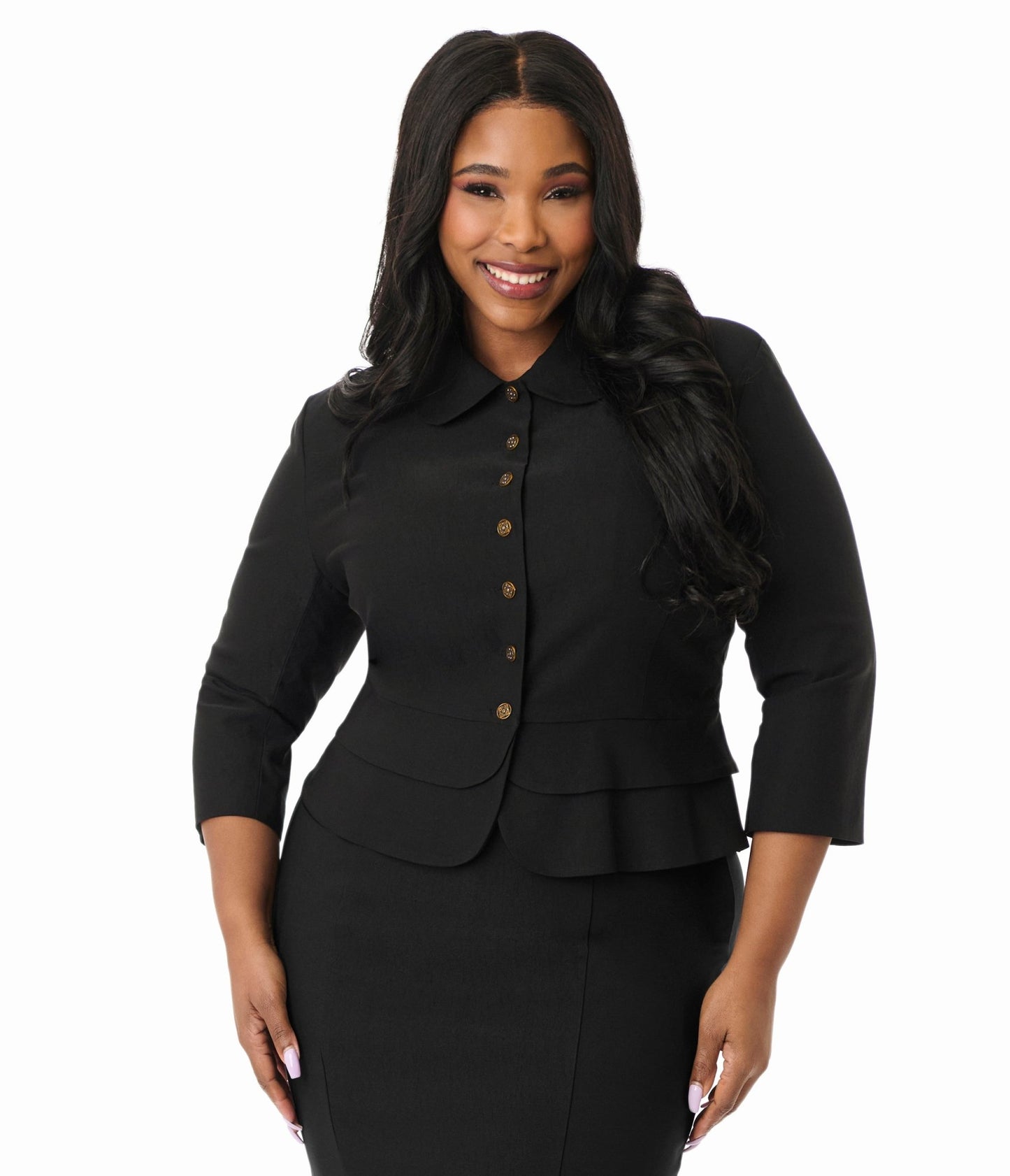 Unique Vintage Plus Size Black Peplum Jacket - Unique Vintage - Womens, TOPS, OUTERWEAR