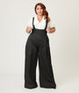 Unique Vintage Plus Size Black Pinstripe Rochelle Suspender Pants
