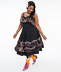 Unique Vintage Plus Size Black & Rainbow Fringe Girlie Swing Dress