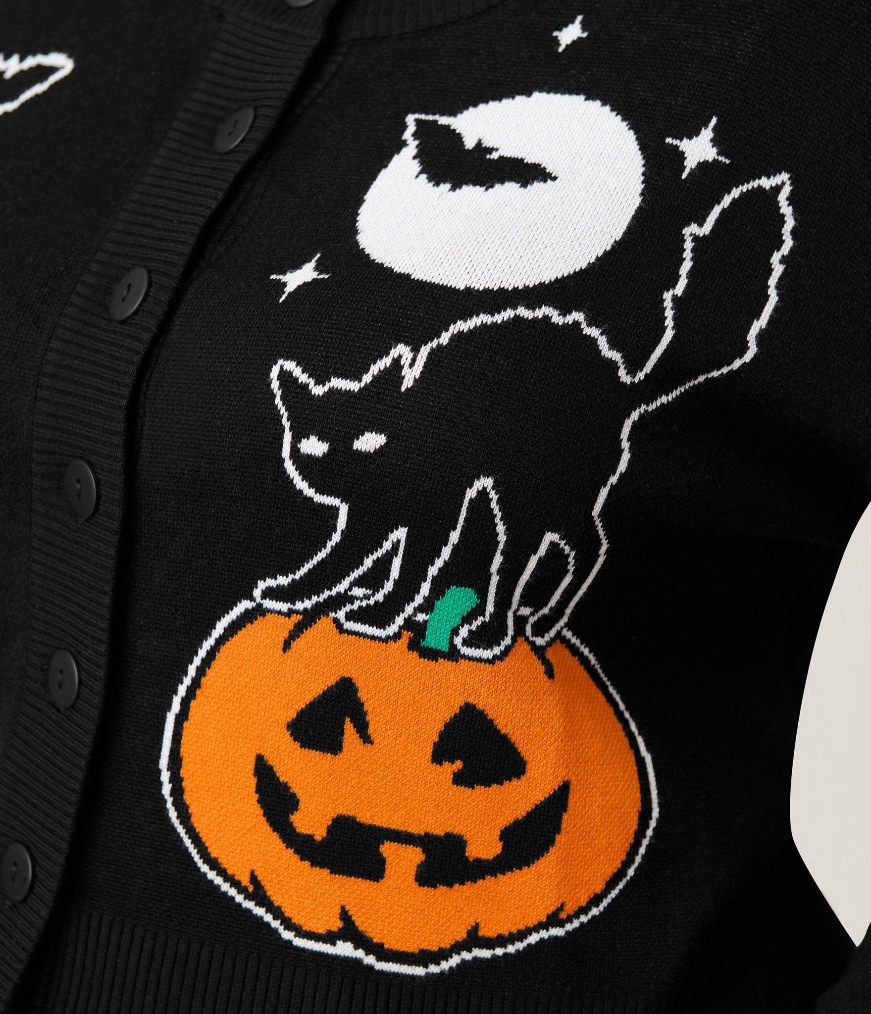 Unique Vintage Plus Size Black Spooky Cat Cropped Cardigan - Unique Vintage - Womens, TOPS, SWEATERS