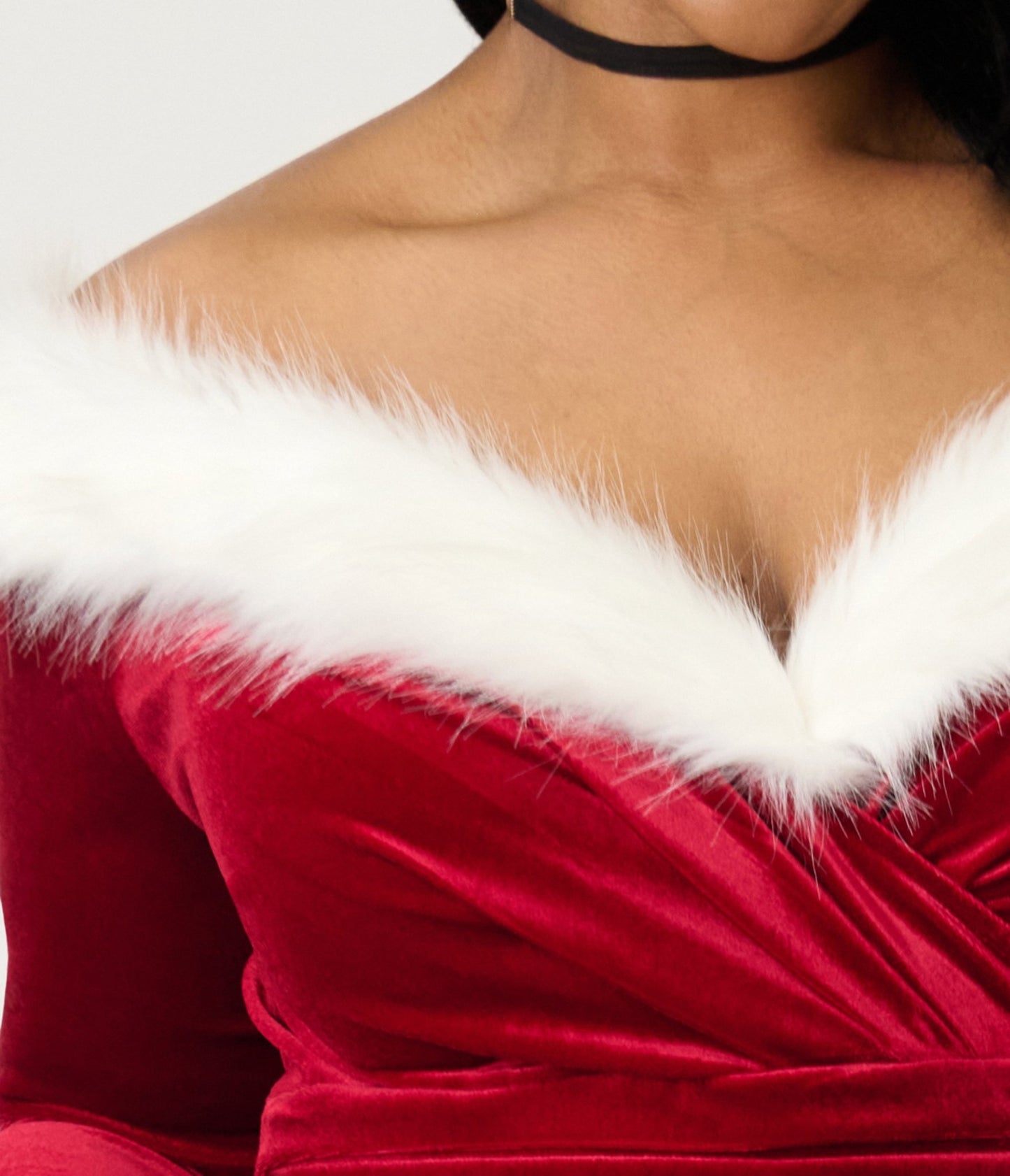 Unique Vintage Plus Size Burgundy Velvet Fur Collared Marceline Swing Dress - Unique Vintage - Womens, DRESSES, SWING