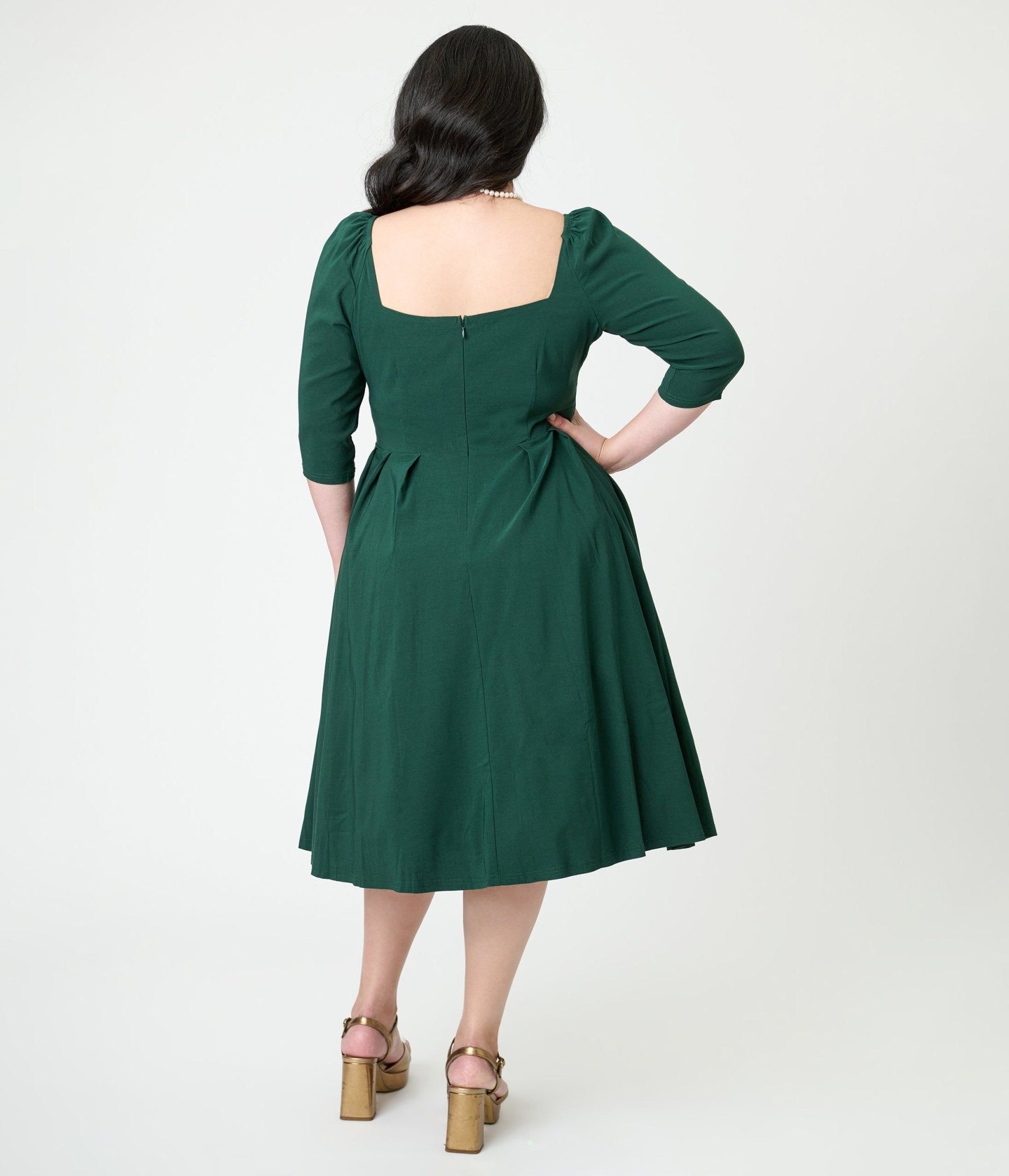 Unique Vintage Plus Size Forest Green Lamar Swing Dress - Unique Vintage - Womens, DRESSES, SWING