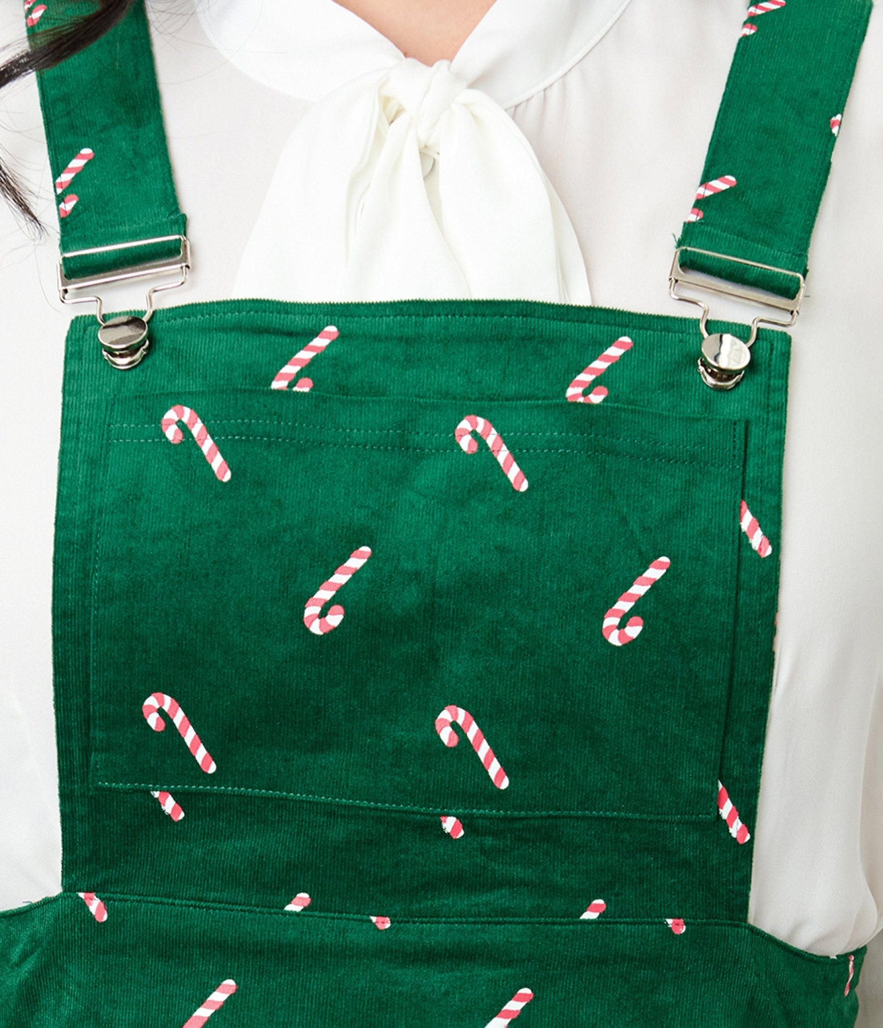 Unique Vintage Plus Size Green & Candy Cane Stamp Brionne Pinafore Skirt - Unique Vintage - Womens, BOTTOMS, SKIRTS