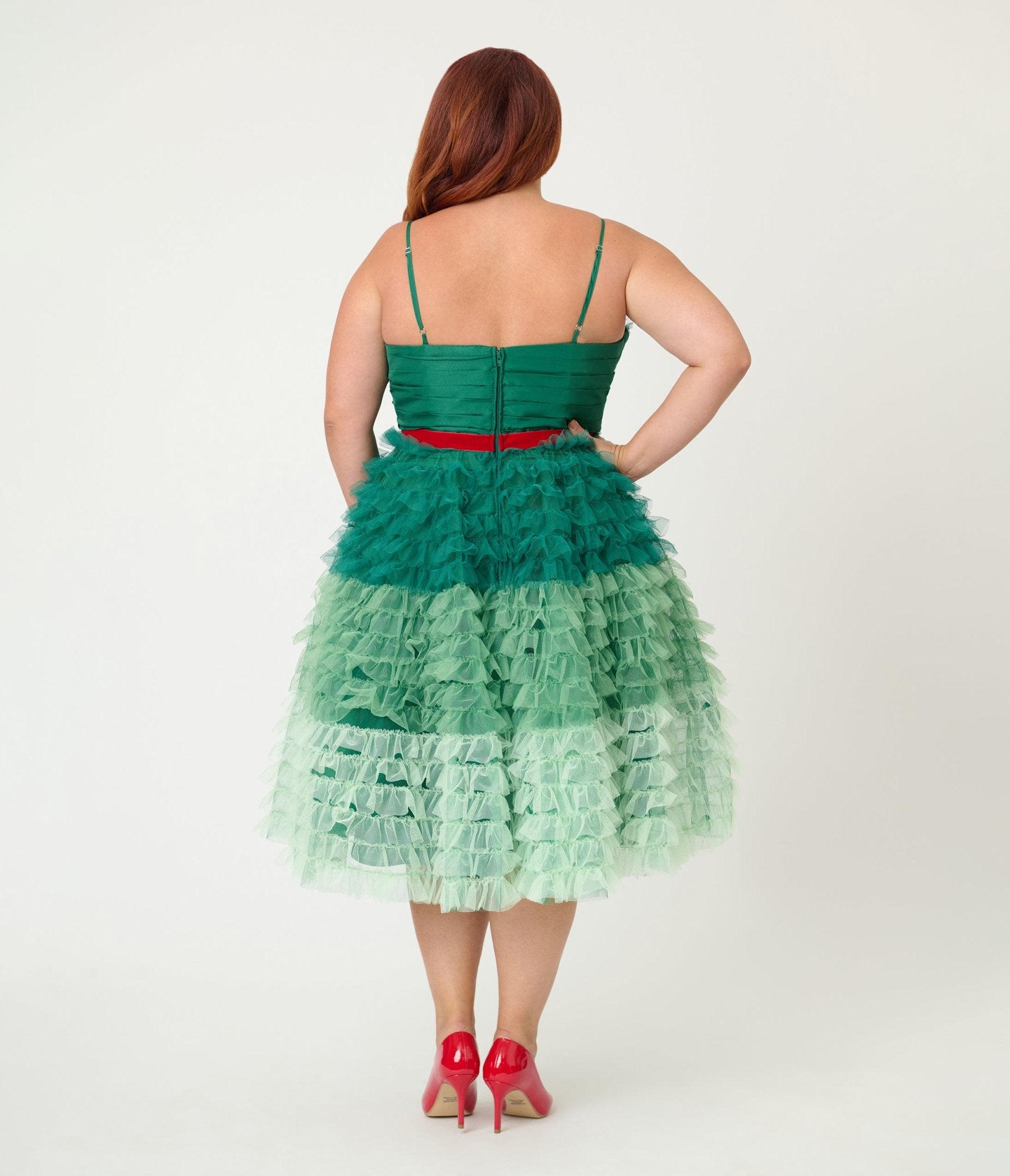 Unique Vintage Plus Size Green Ombre Tulle Cupcake Swing Dress - Unique Vintage - Womens, DRESSES, PROM AND SPECIAL OCCASION