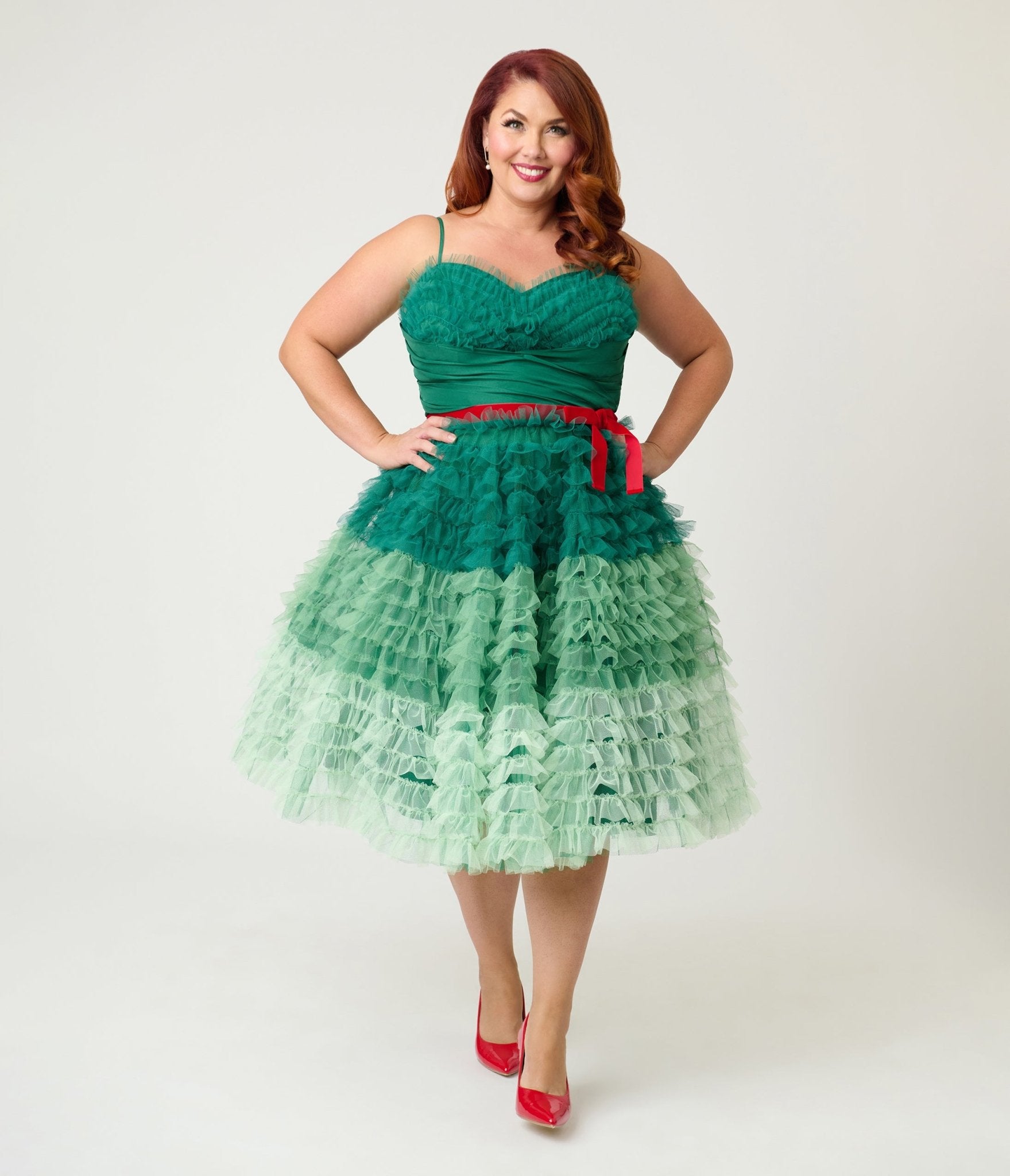 Unique Vintage Plus Size Green Ombre Tulle Cupcake Swing Dress - Unique Vintage - Womens, DRESSES, PROM AND SPECIAL OCCASION