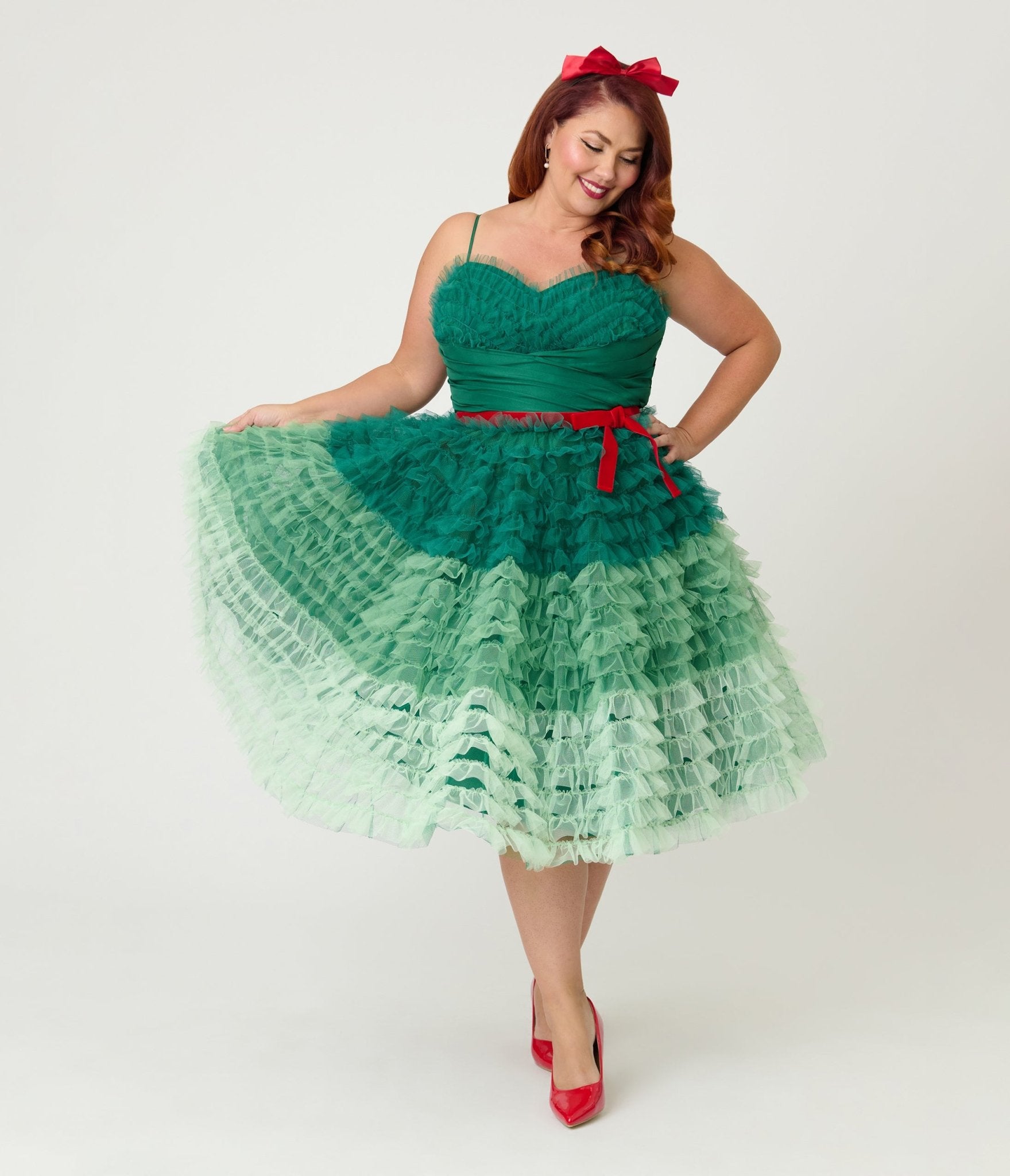 Unique Vintage Plus Size Green Ombre Tulle Cupcake Swing Dress Unique Vintage Plus Size Green Ombre Tulle Cupcake Swing Dress