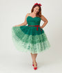 Unique Vintage Plus Size Green Ombre Tulle Cupcake Swing Dress