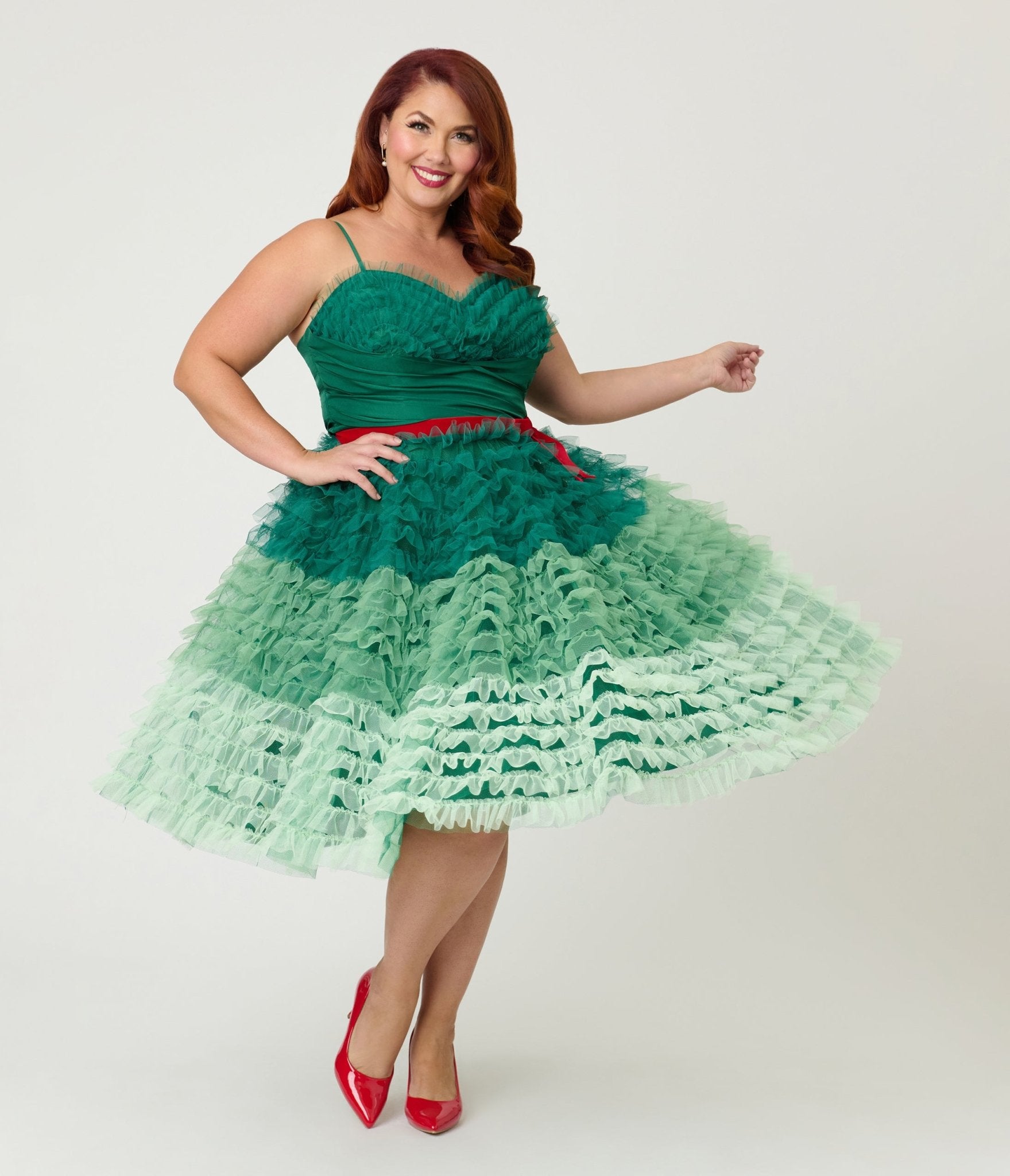 Unique Vintage Plus Size Green Ombre Tulle Cupcake Swing Dress - Unique Vintage - Womens, DRESSES, PROM AND SPECIAL OCCASION