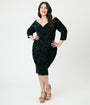 Unique Vintage Plus Size Green Sequin Shailene Pencil Dress