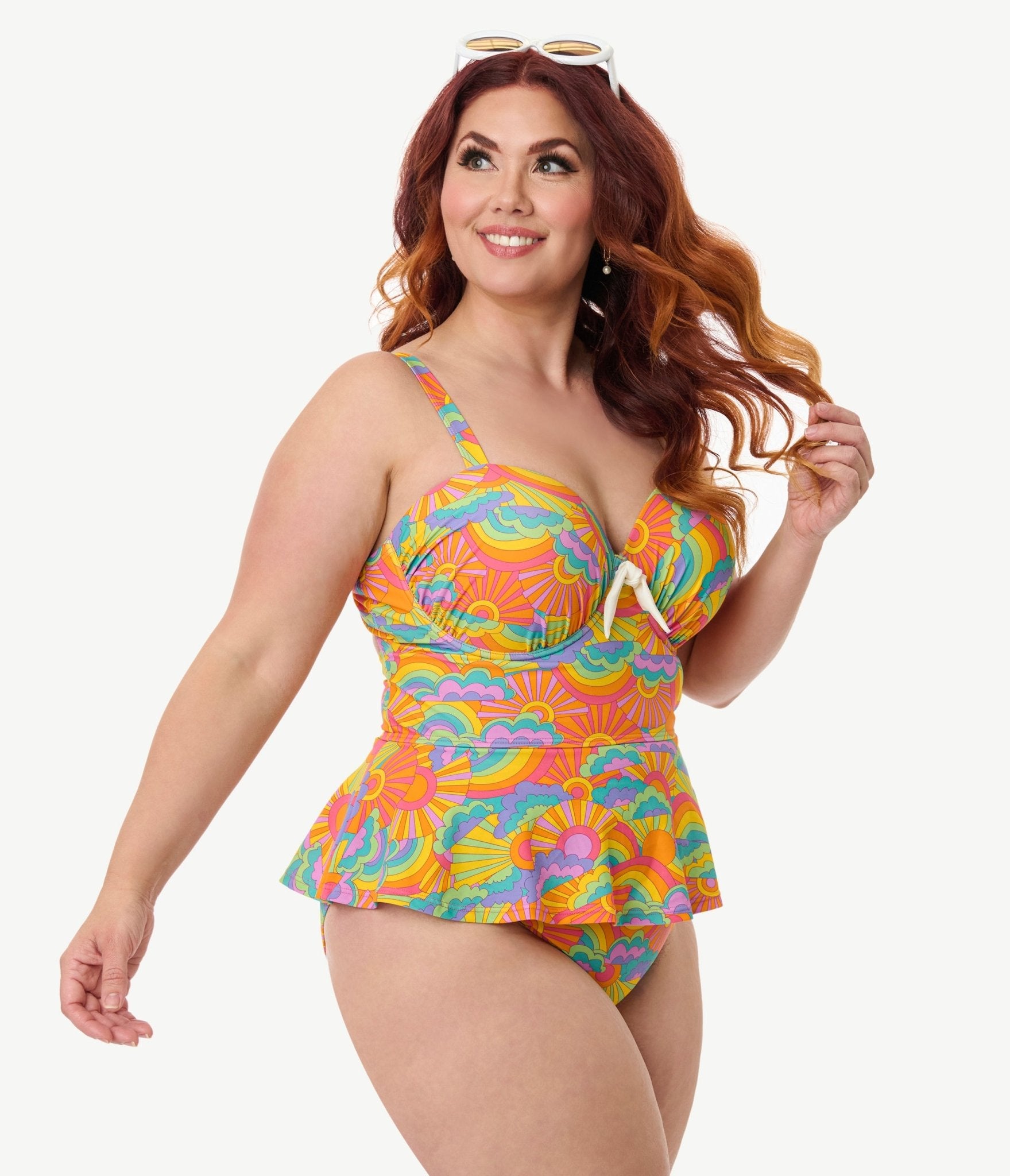 Unique Vintage Plus Size Happy Groovy Rainbow Solana Tankini Swim Top - Unique Vintage - Womens, SWIM, TOP