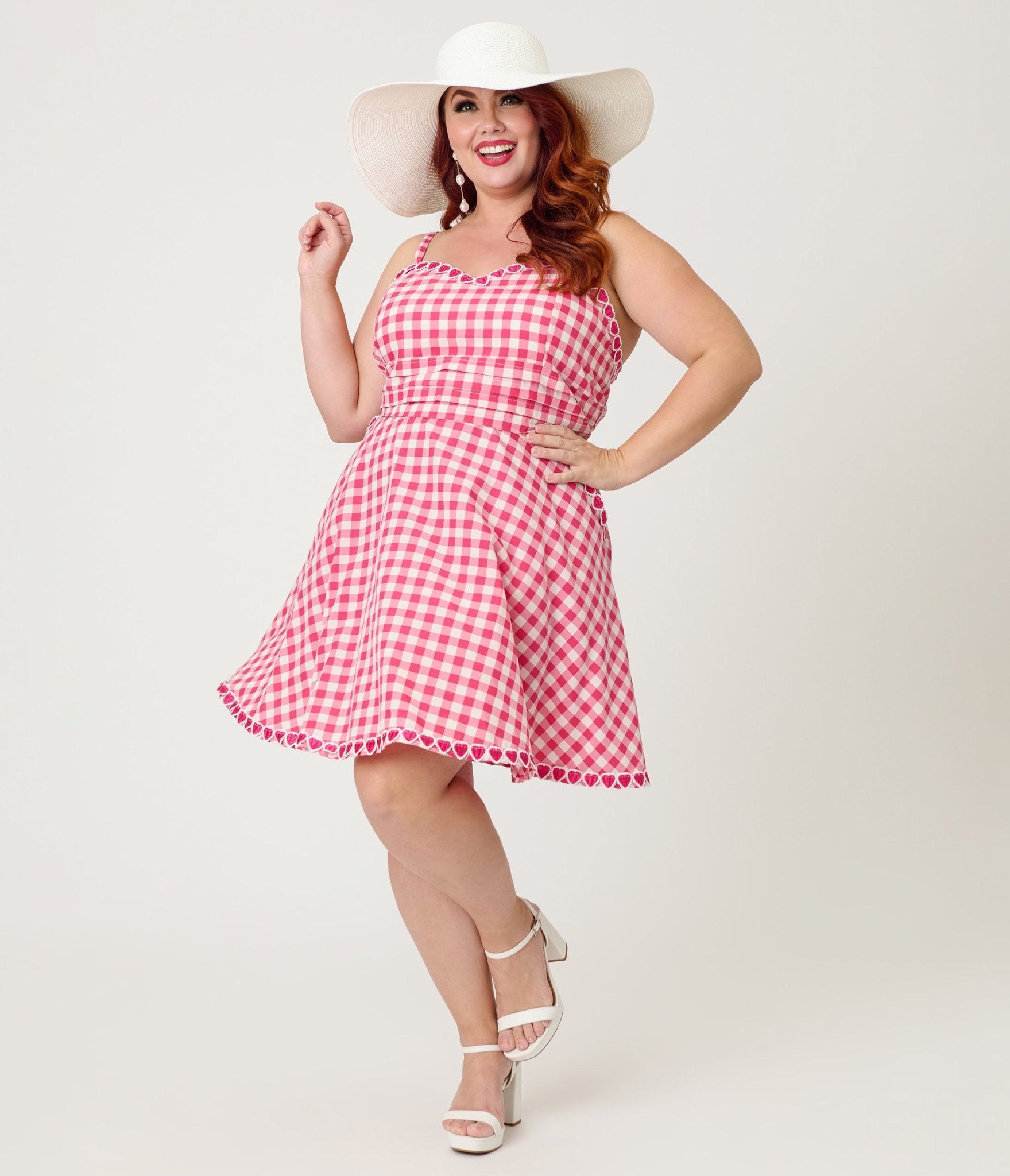 green emerald velvet dress Hannalie Gingham Fit & Flare Mini Dress main image 0
