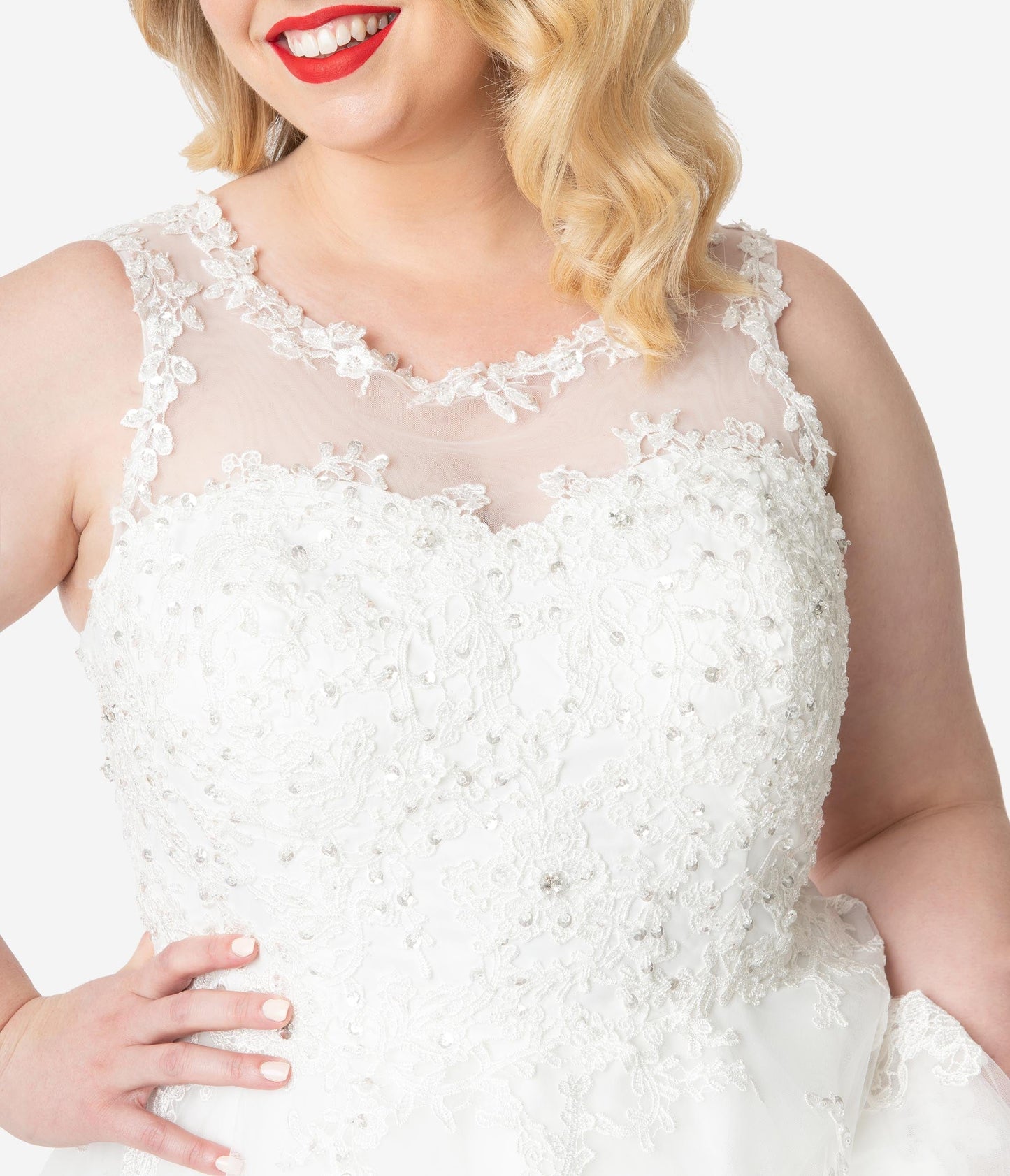 Unique Vintage Plus Size Ivory Lace & Tulle Riviera Bridal Dress - Unique Vintage - Womens, DRESSES, BRIDAL