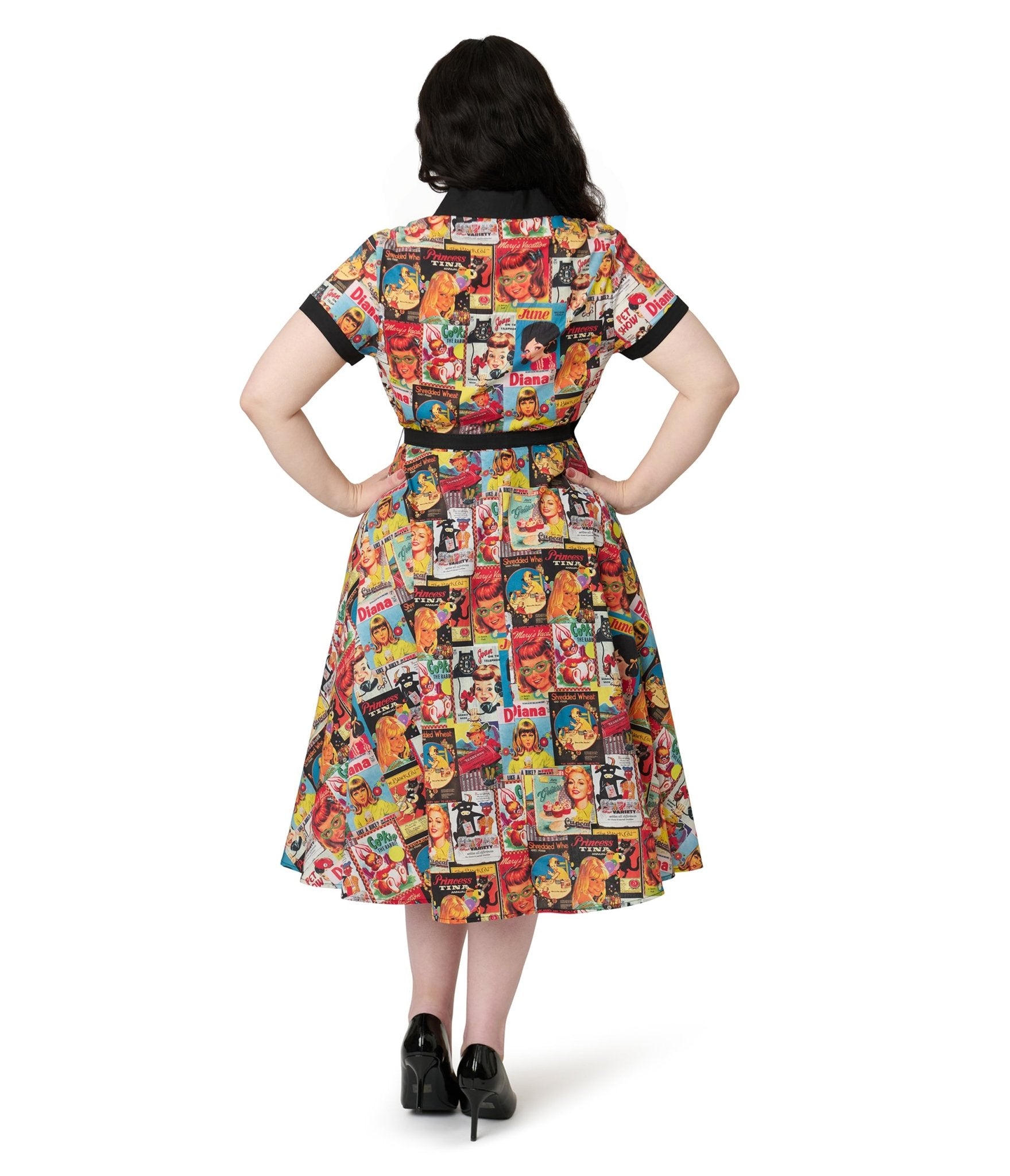Unique Vintage Plus Size Magazine Print Alexis Swing Dress - Unique Vintage - Womens, DRESSES, SWING