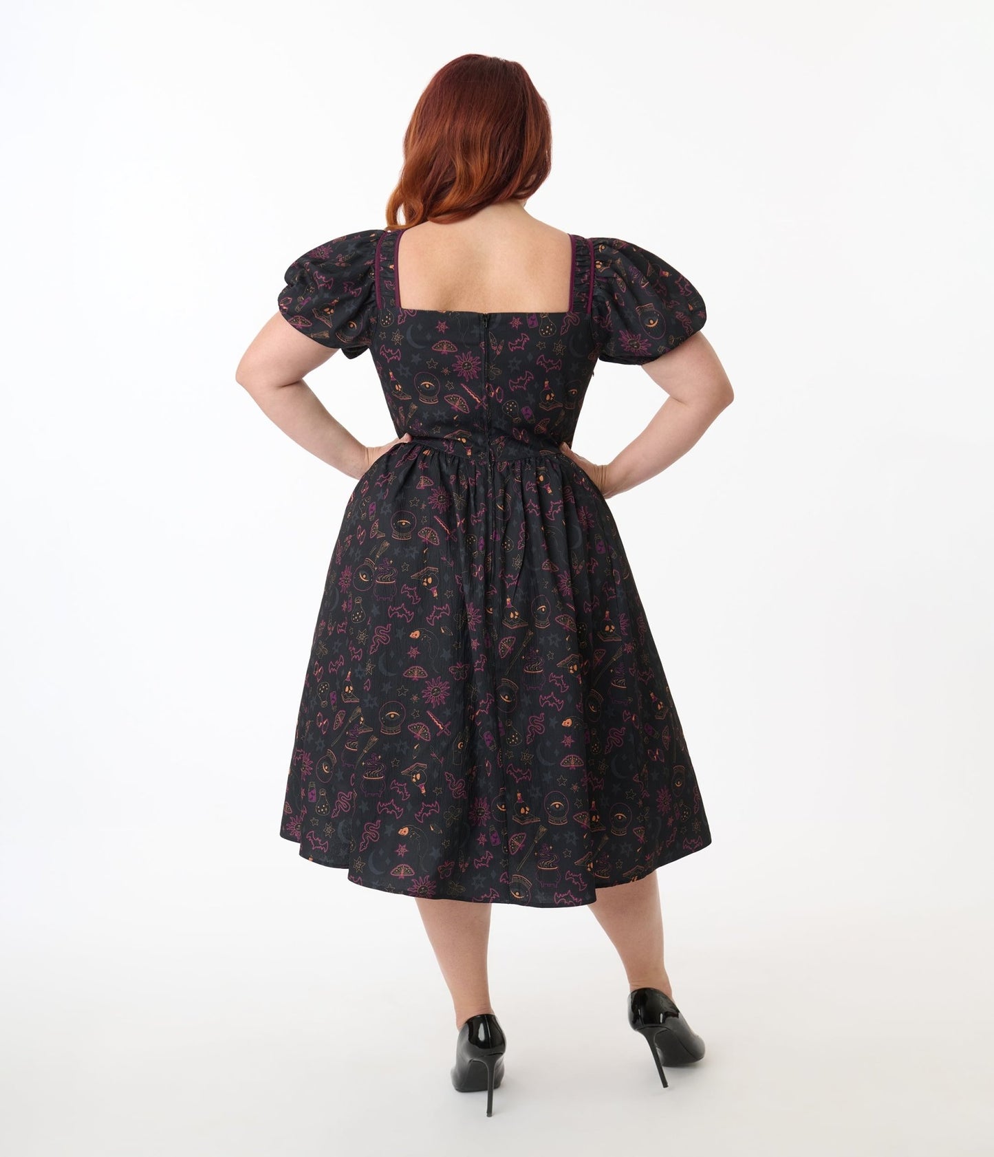 Unique Vintage Plus Size Mystical Icons Button Front Swing Dress - Unique Vintage - Womens, DRESSES, SWING