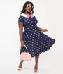Unique Vintage Plus Size Navy & Pink Strawberry Print Eloise Swing Dress