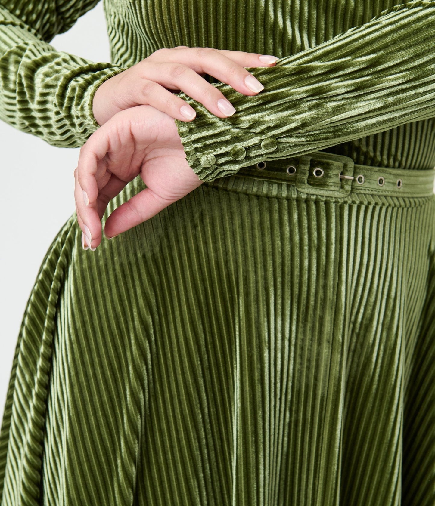 Unique Vintage Plus Size Olive Green Long Sleeve Devon Swing Dress - Unique Vintage - Womens, DRESSES, SWING