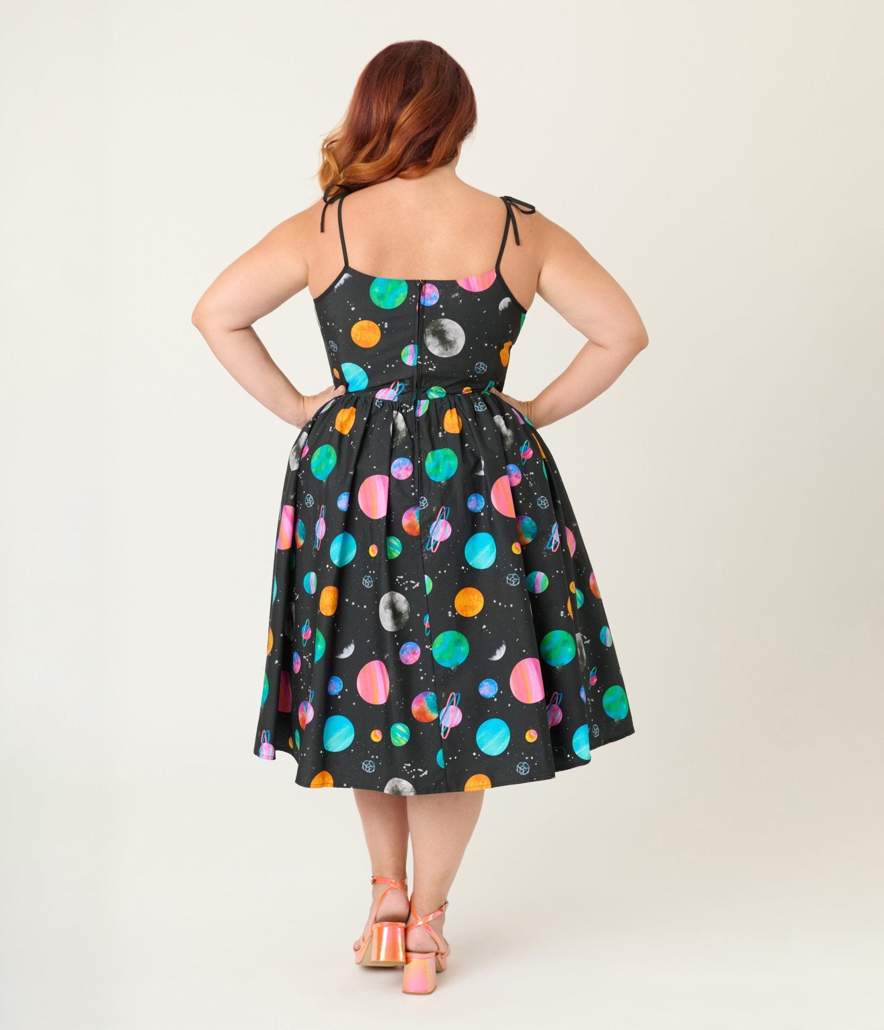Unique Vintage Plus Size Planets Print Sleeveless Cotton Swing Dress - Unique Vintage - Womens, DRESSES, SWING