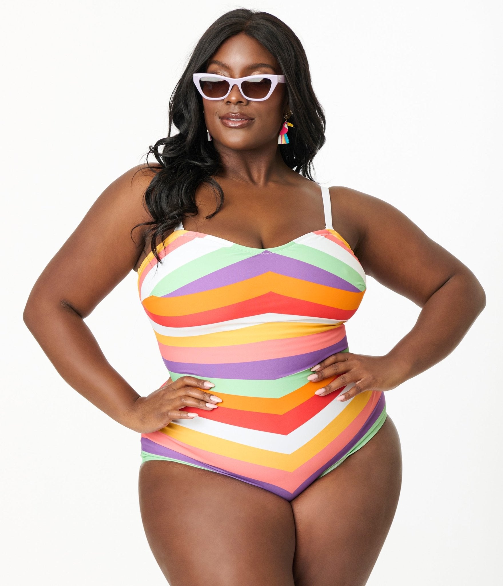 Unique Vintage Plus Size Pride Stripe Barbara One Piece Swimsuit - Unique Vintage - Womens, SWIM, 1 PC