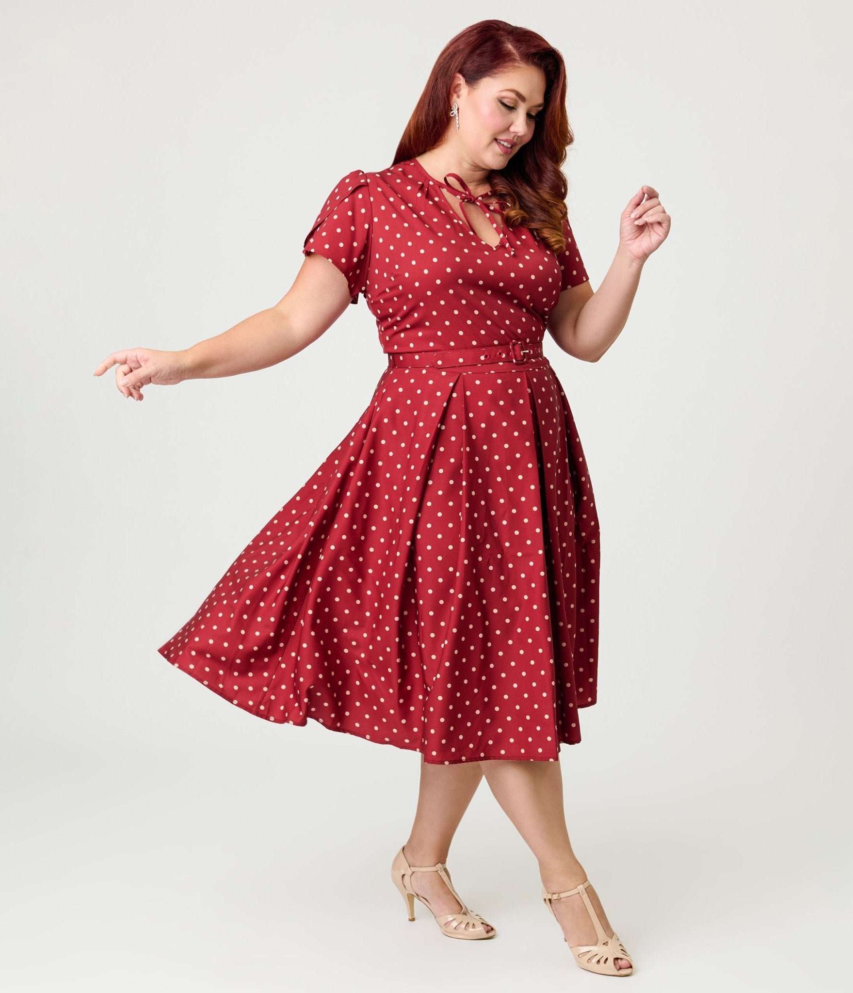 Unique Vintage Plus Size Red & Ivory Polka Dot Dahlia Swing Dress 4X/28W-30W Unique Vintage Plus Size Red & Ivory Polka Dot Dahlia Swing Dress 4X/28W-30W