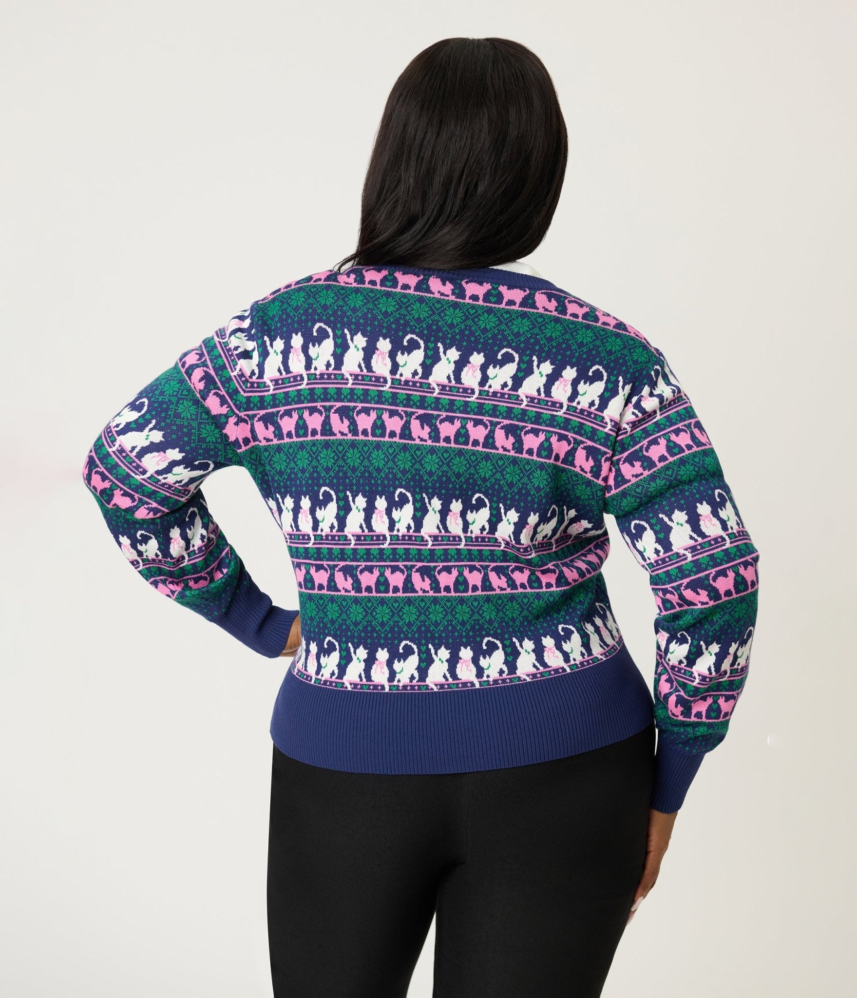 Unique Vintage Plus Size Snowflake & Cats Cardigan - Unique Vintage - Womens, TOPS, SWEATERS