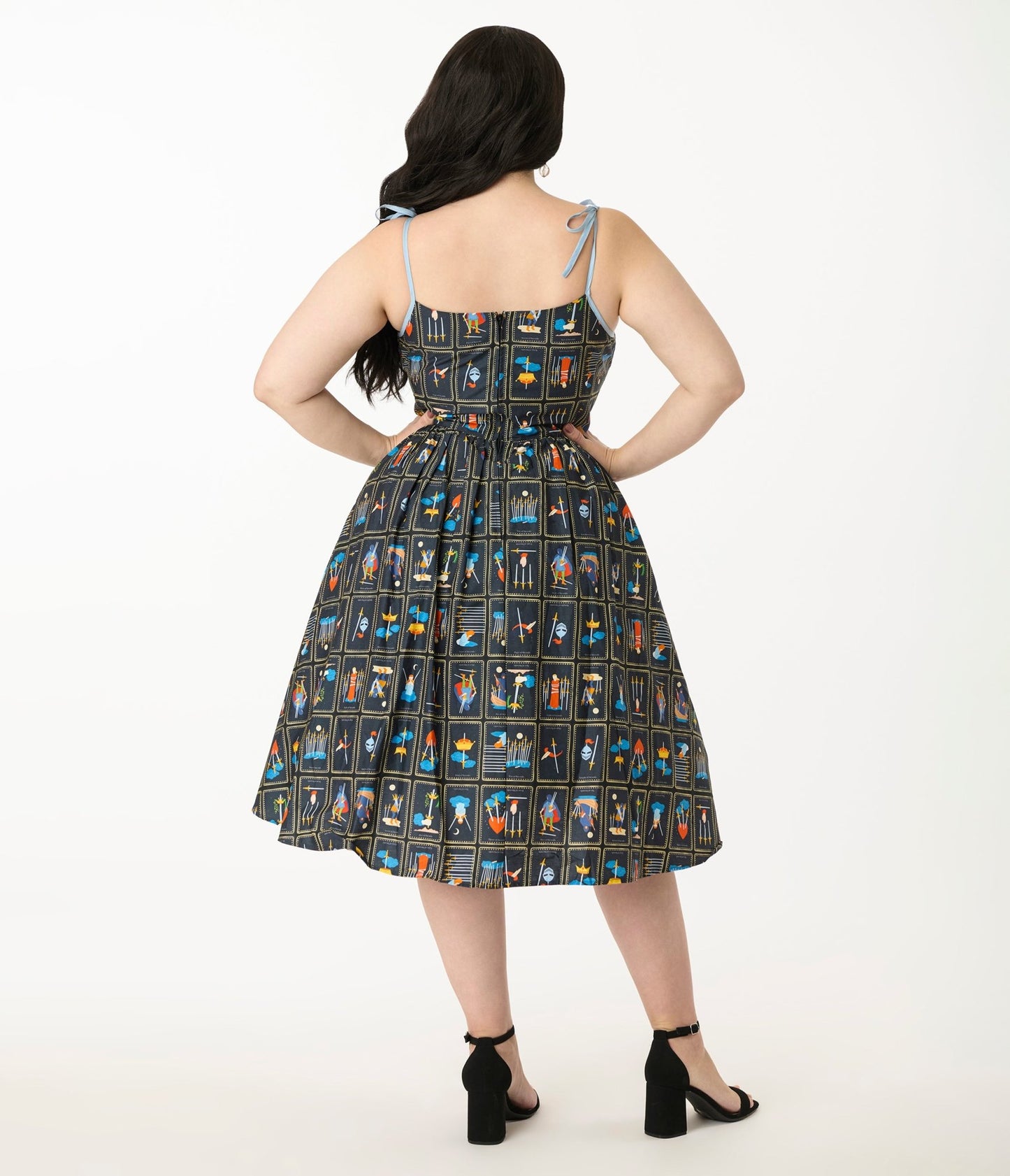Unique Vintage Plus Size Tarot Cards Sleeveless Cotton Swing Dress - Unique Vintage - Womens, DRESSES, SWING