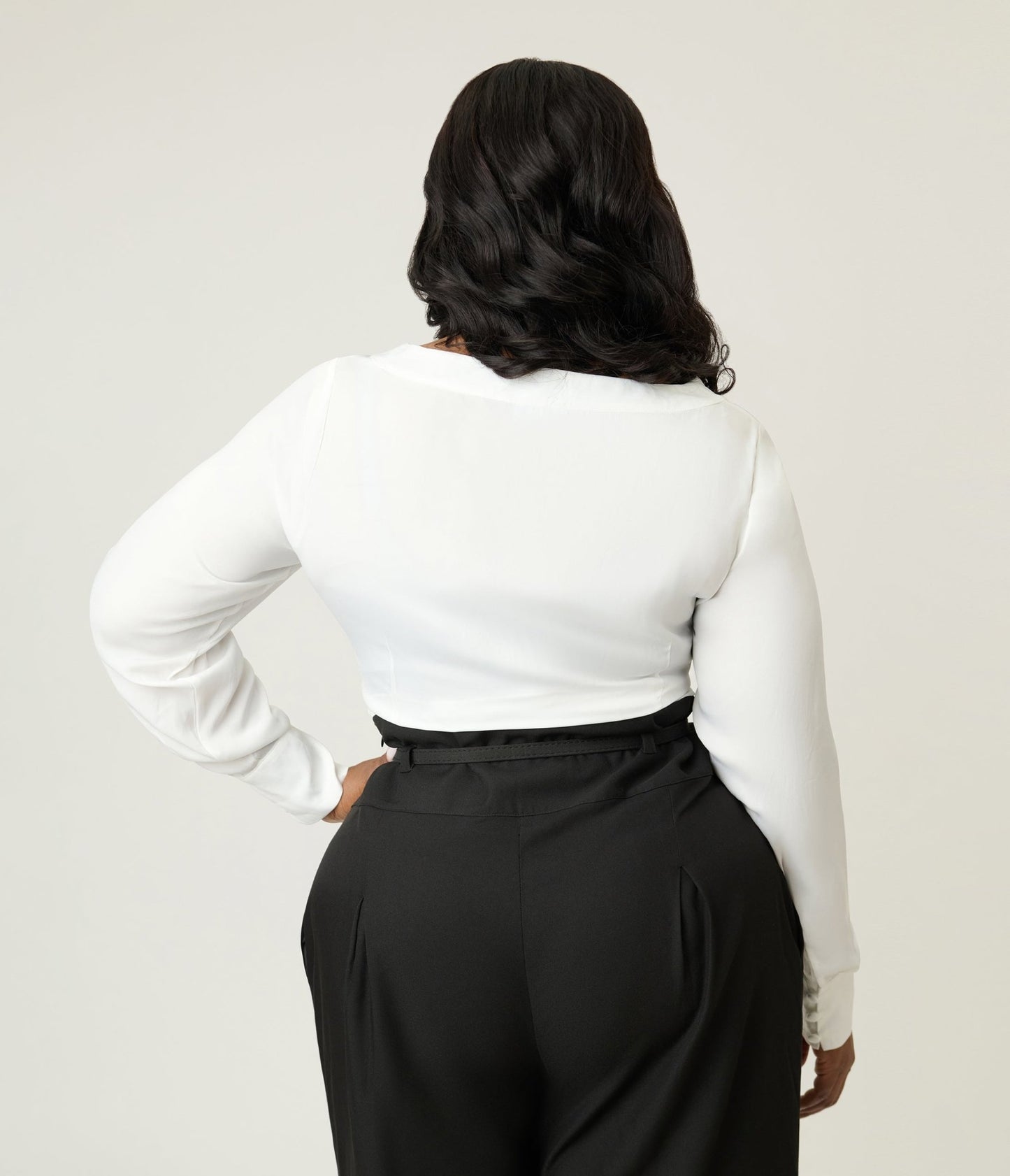 Unique Vintage Plus Size White Long Sleeve Blouse - Unique Vintage - Womens, TOPS, WOVEN TOPS