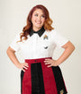 Unique Vintage Plus Size White Spooky Cat Pocket Collared Blouse