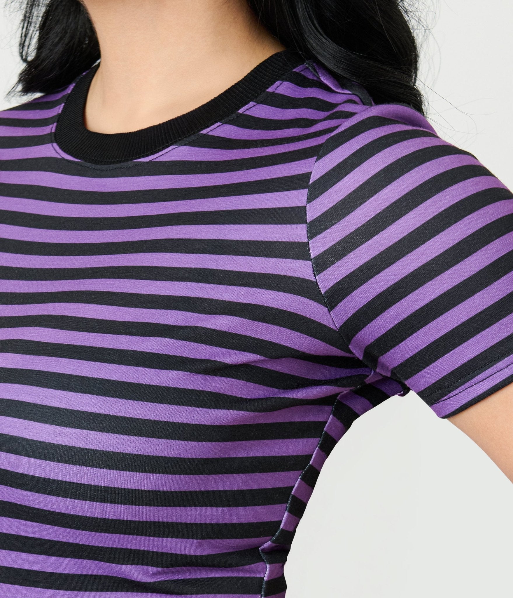 Unique Vintage Purple & Black Stripe Back To Basics Top - Unique Vintage - Womens, TOPS, KNIT TOPS