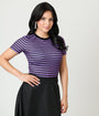 Unique Vintage Purple & Black Stripe Back To Basics Top