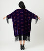 Unique Vintage Purple Evil Eye Burnout Fringe Kimono