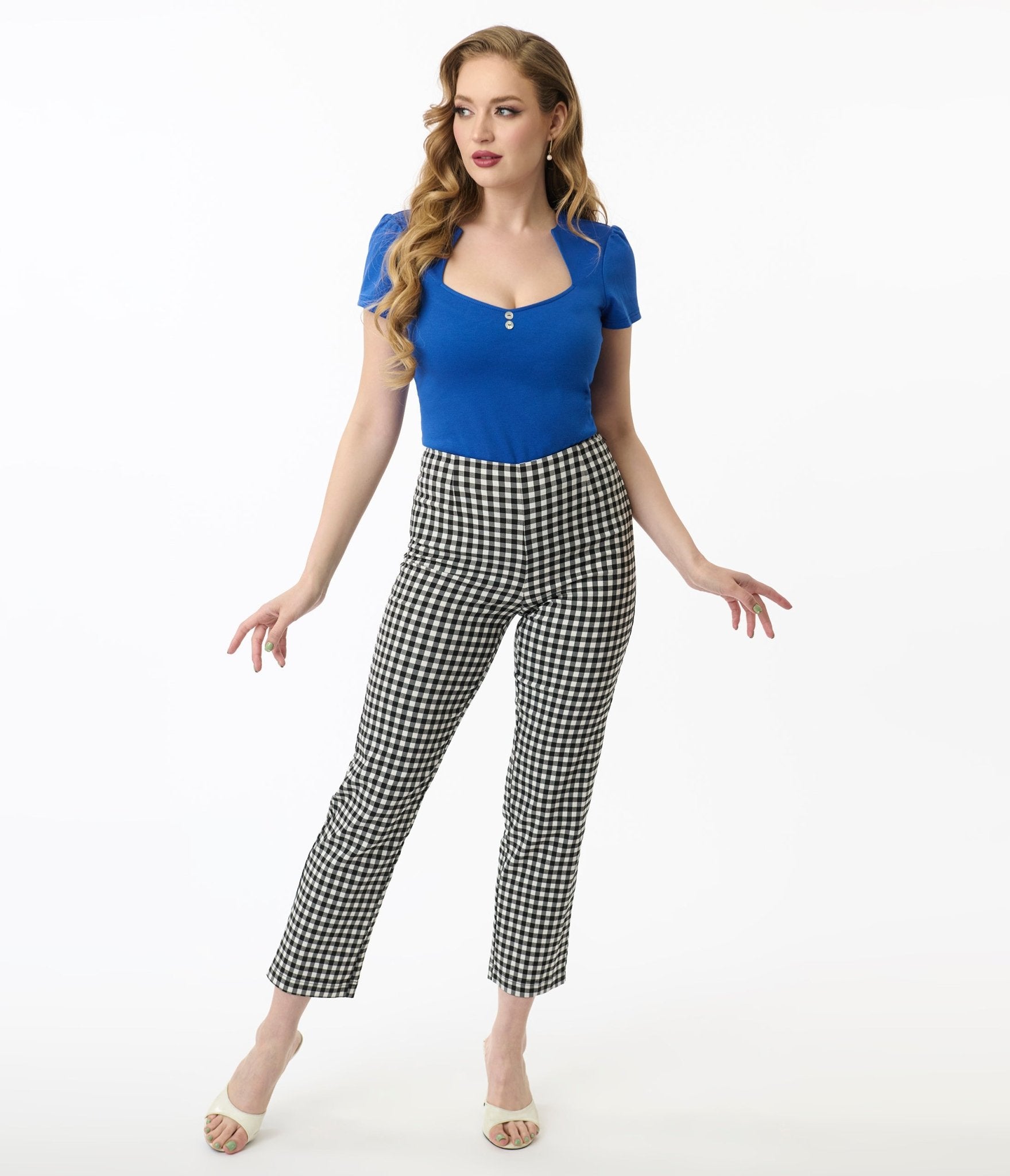 Unique Vintage Royal Blue Pentagon Collar Knit Top - Unique Vintage - Womens, TOPS, KNIT TOPS
