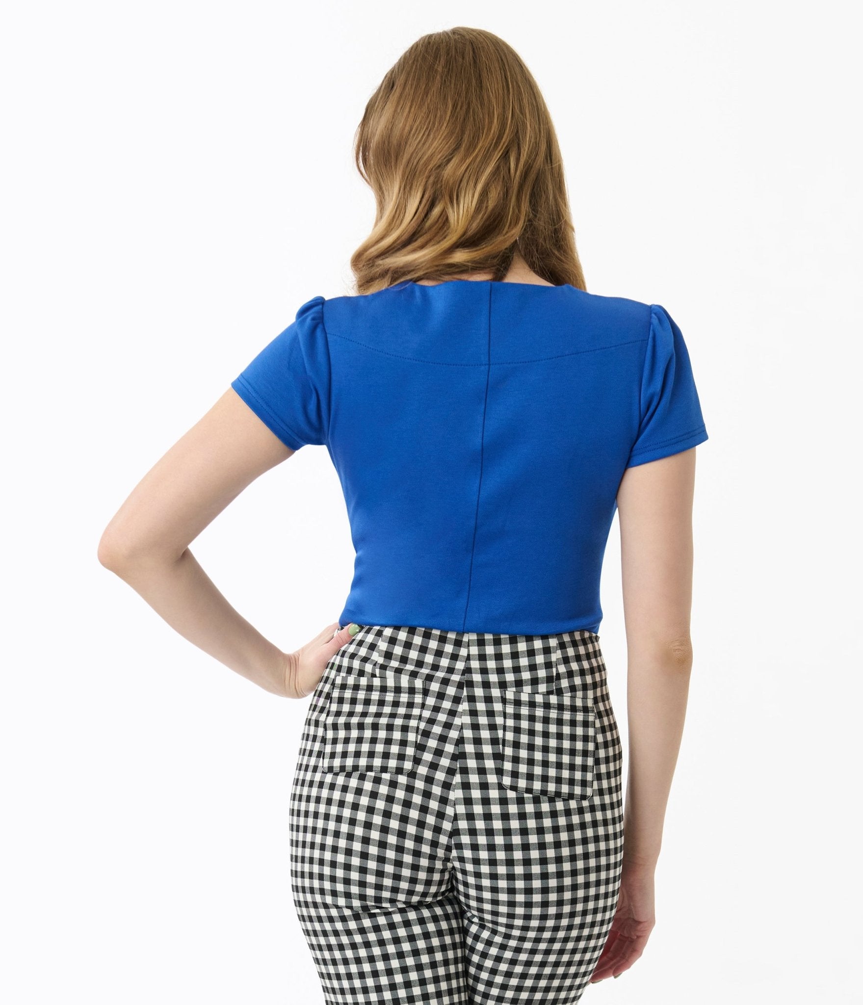 Unique Vintage Royal Blue Pentagon Collar Knit Top - Unique Vintage - Womens, TOPS, KNIT TOPS