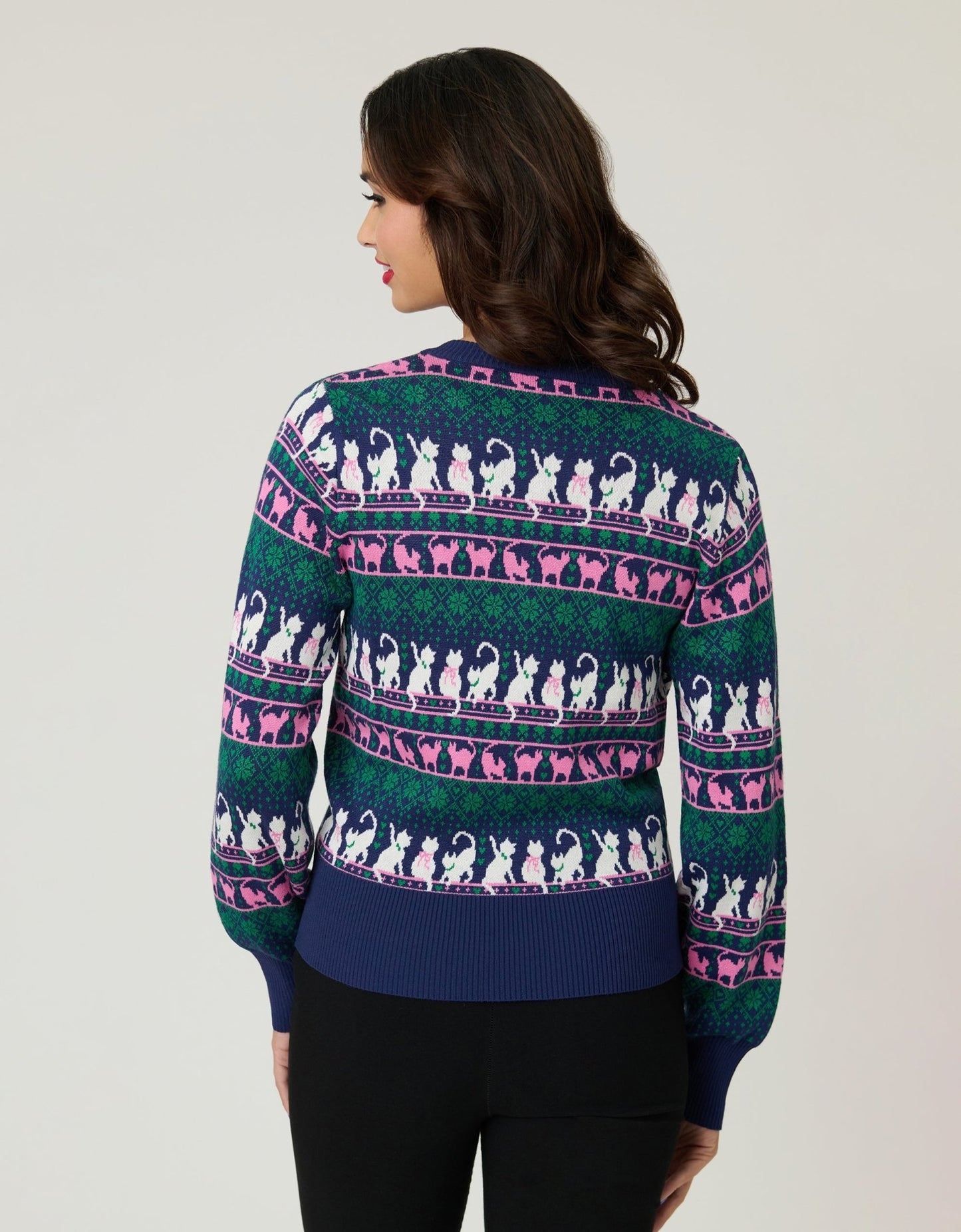 Unique Vintage Snowflake & Cats Cardigan - Unique Vintage - Womens, TOPS, SWEATERS