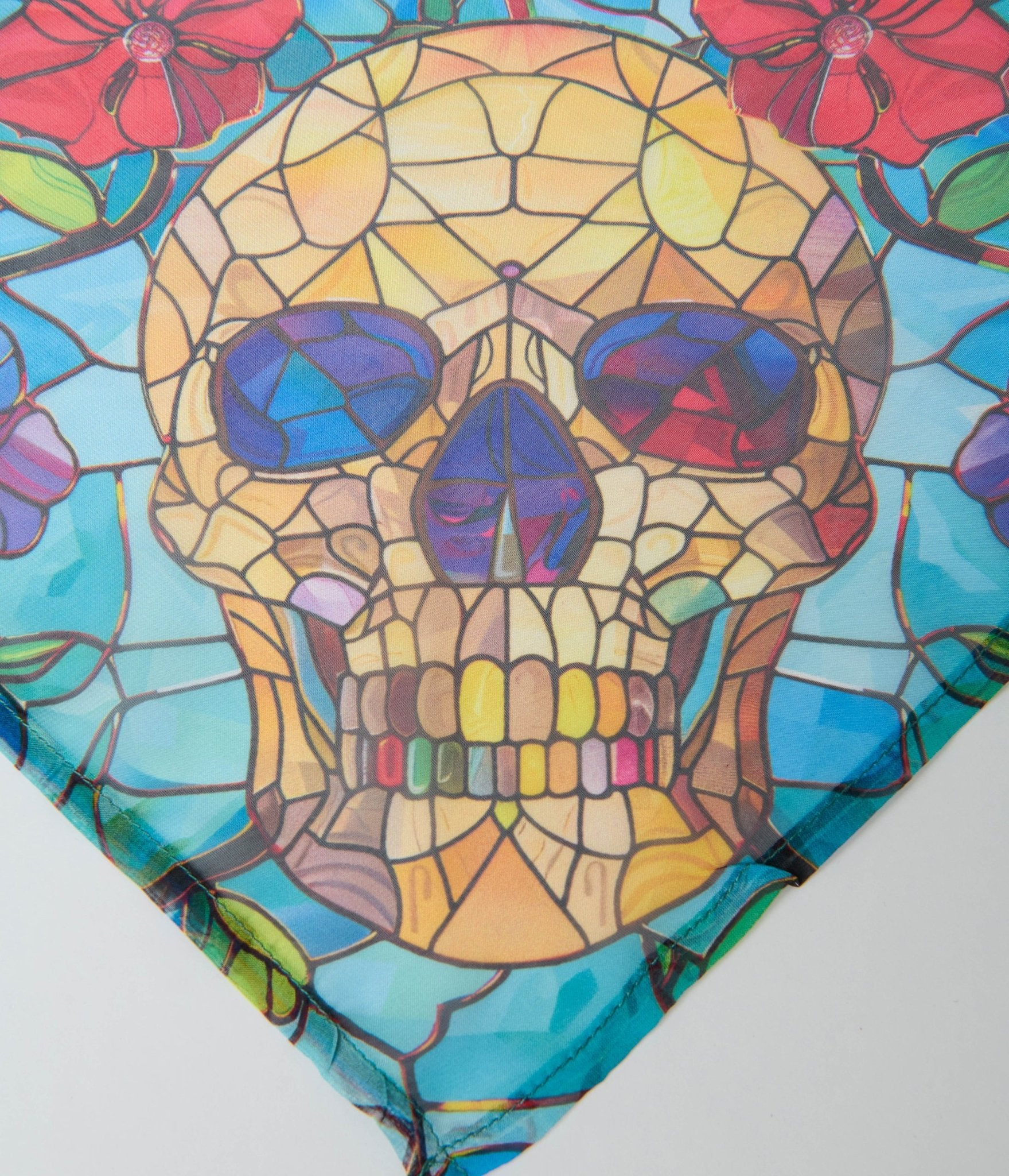Unique Vintage Stained Glass Skull Chiffon Hair Scarf - Unique Vintage - Womens, ACCESSORIES, HAIR