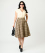 Unique Vintage Tan Plaid Vivian Swing Skirt