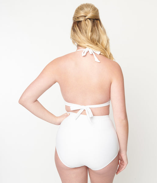 white halter swim top