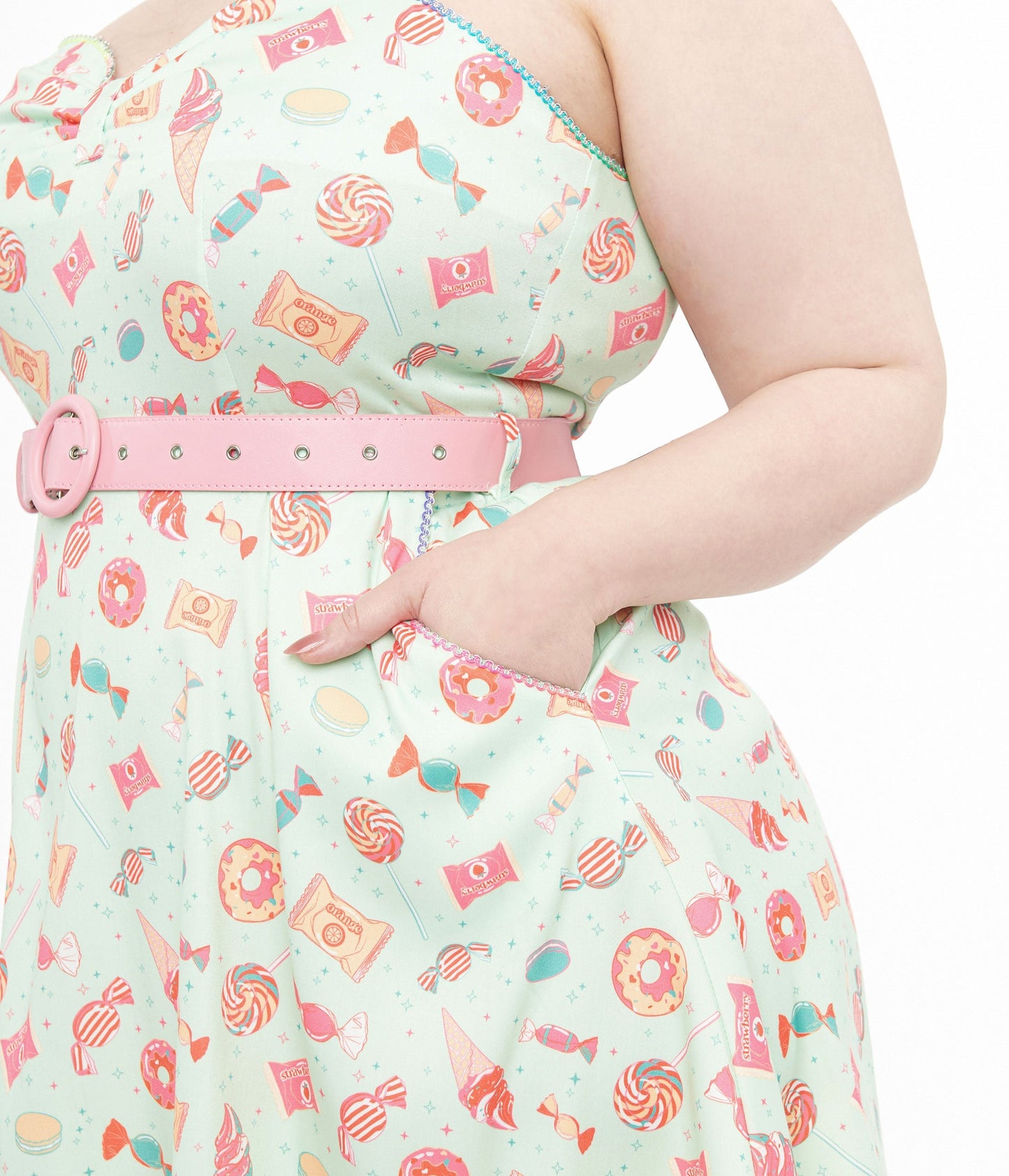 Voodoo Vixen 1950s Mint Green Sweet Tooth Print Fit & Flare Dress - Unique Vintage - Womens, DRESSES, SWING